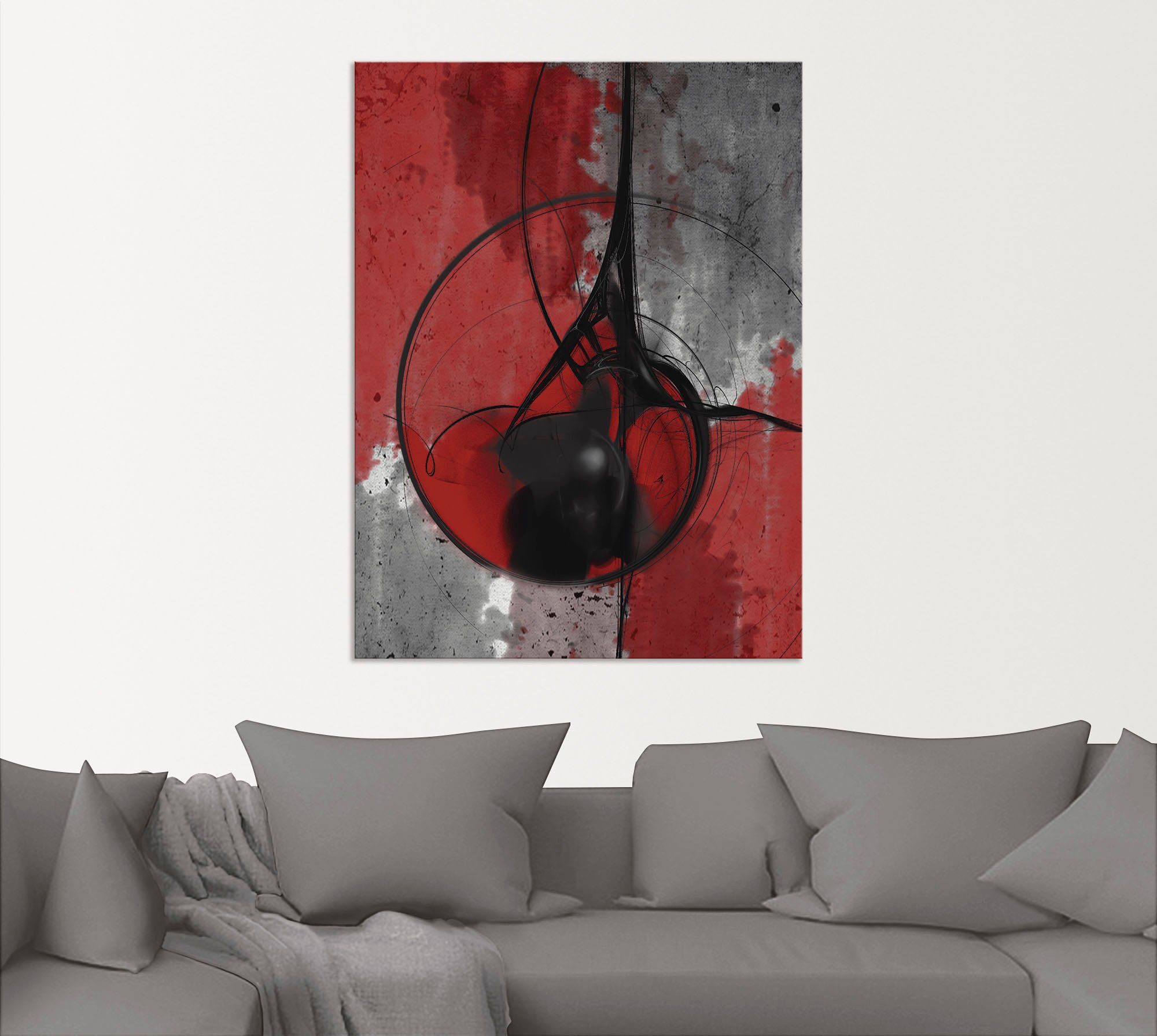 Artland Artprint Abstract in rood en zwart als artprint van aluminium, artprint voor buiten, artprint op linnen, poster in verschillende maten. maten