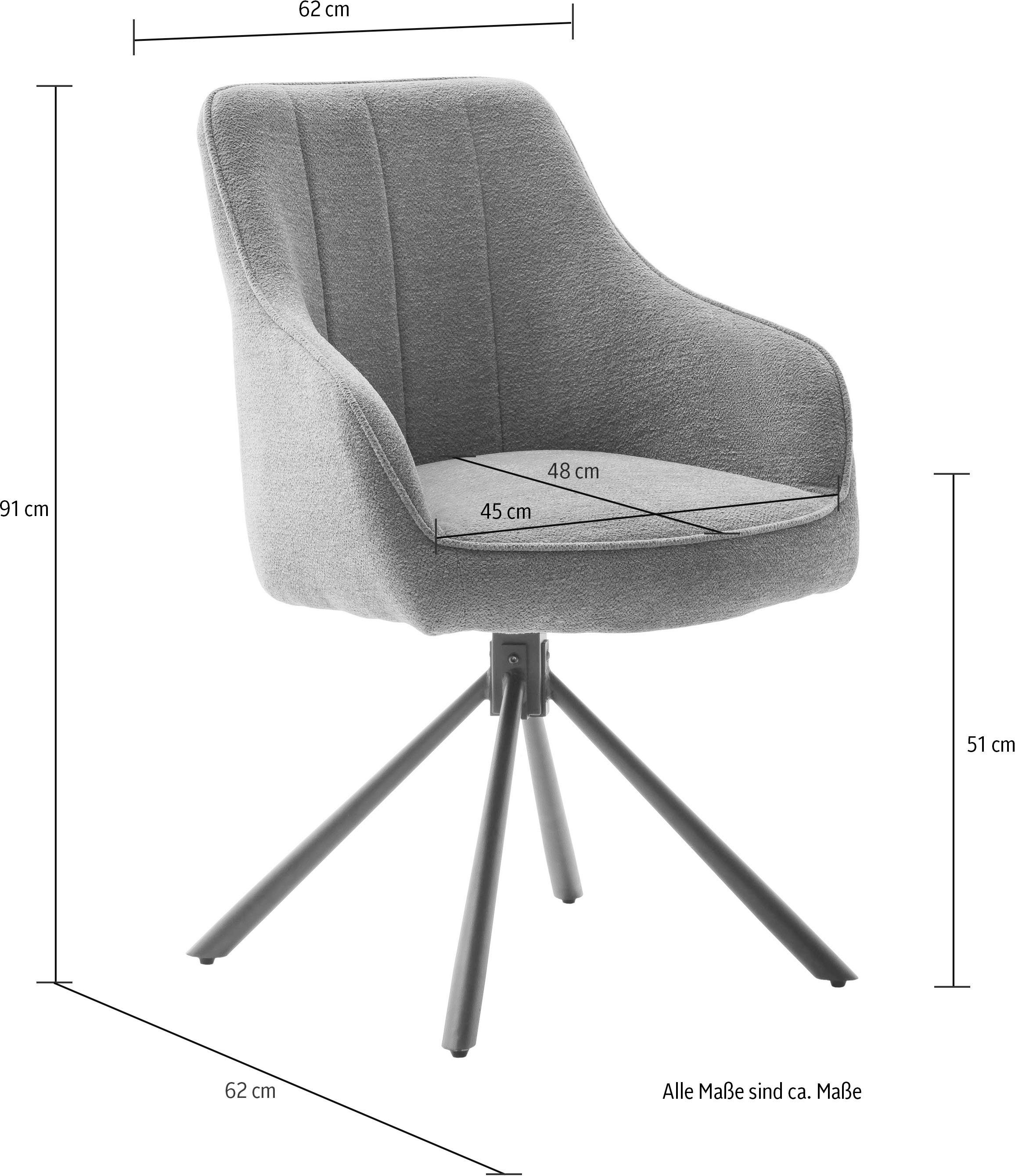 MCA furniture Eetkamerstoel KASAMA (2-pack), 180° draaibaar, belastbaarheid 120 kg, zithoogte ca. 51 cm