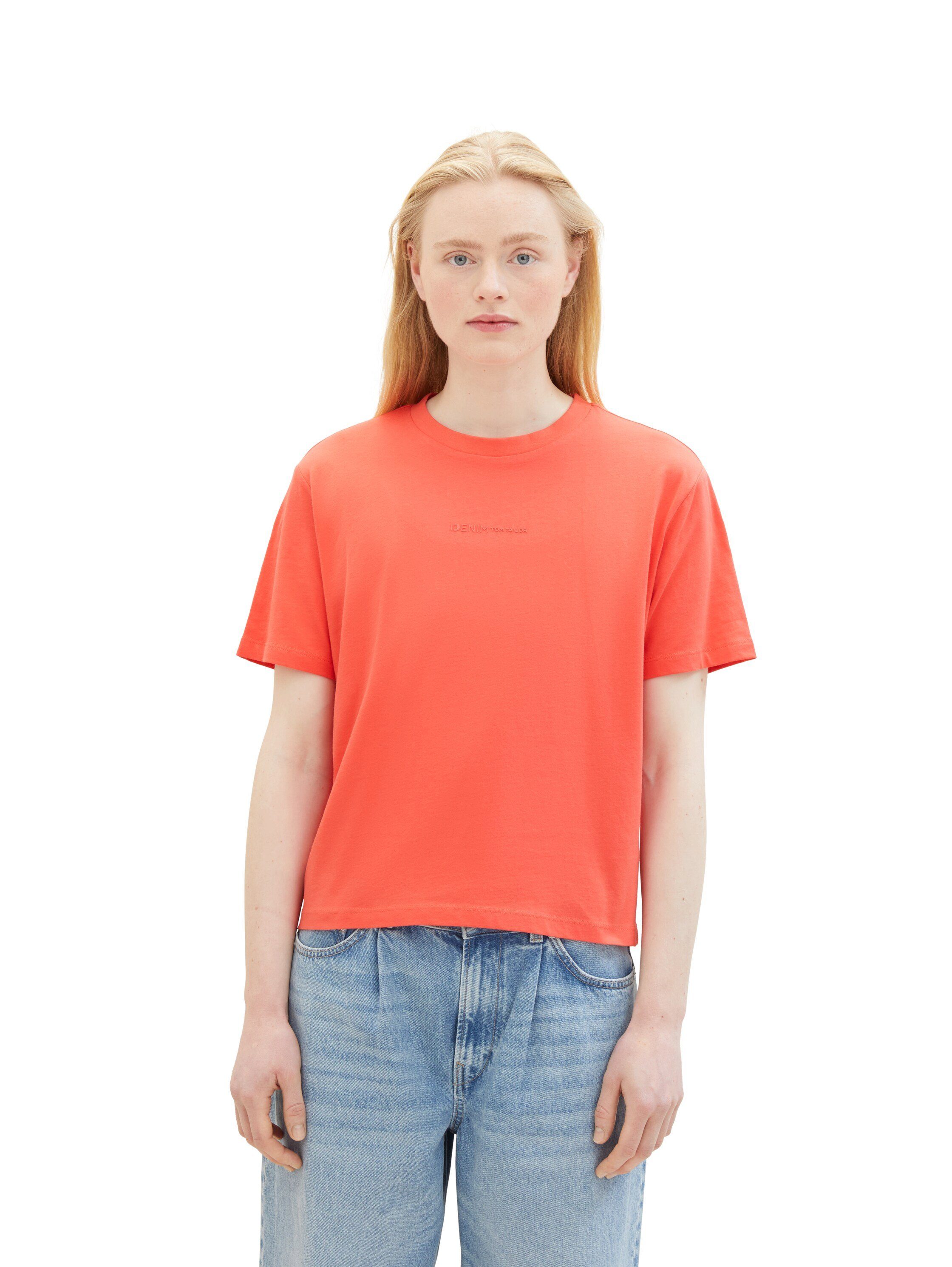 Tom Tailor Denim Shirt met korte mouwen Basic T-shirt met ronde hals en logo-embossing
