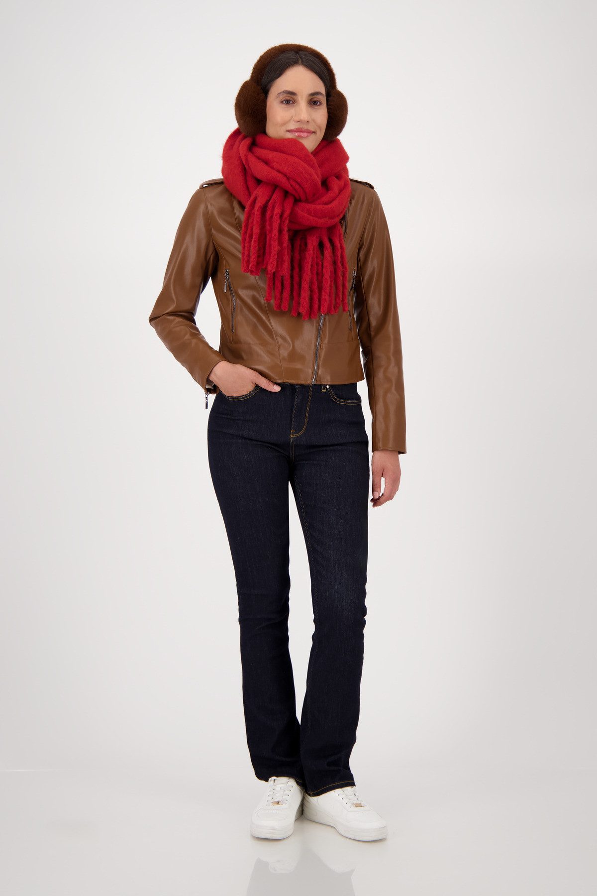 Monari Oorwarmers Regular fit met imitatiebont