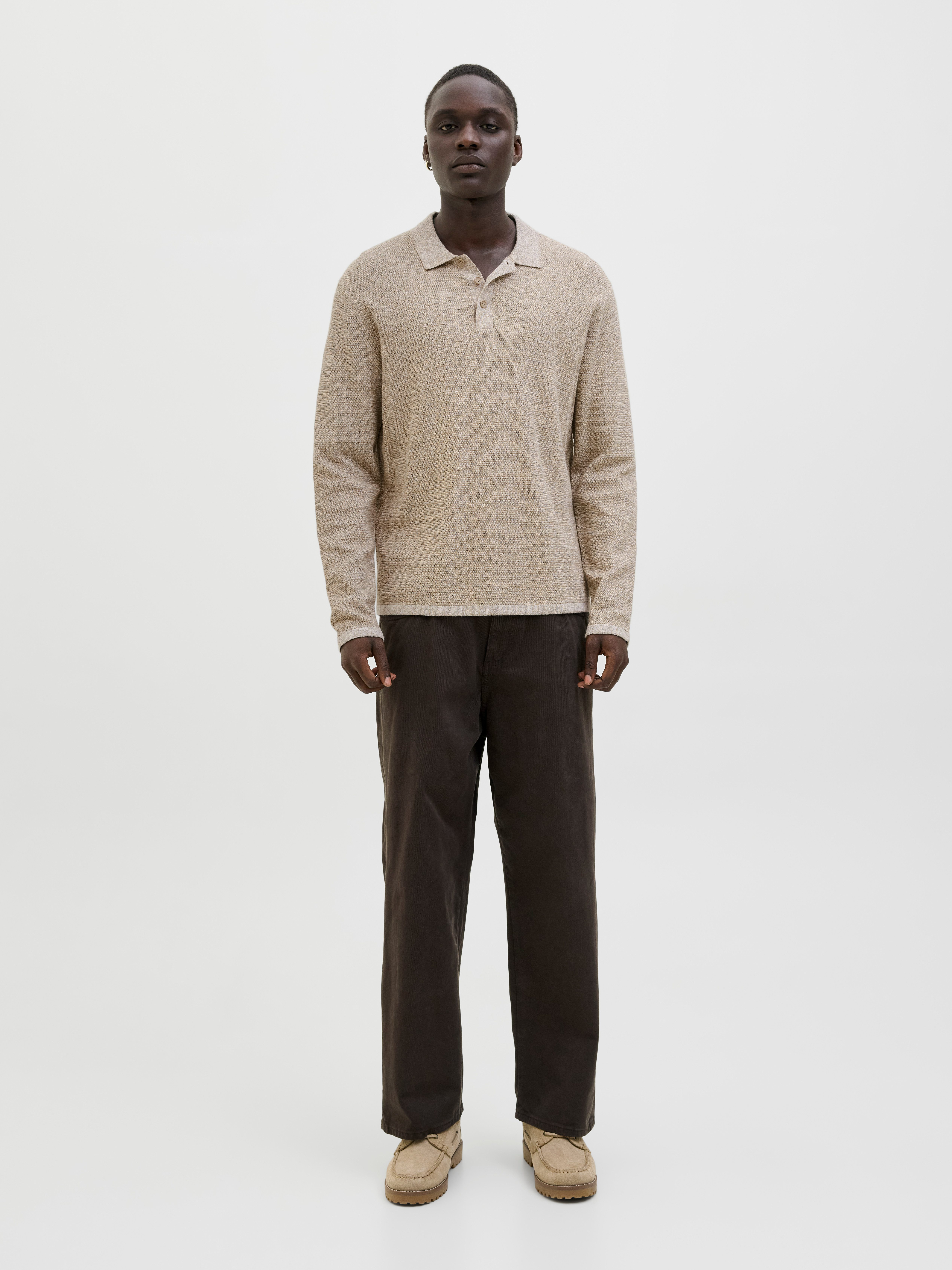 Jack & Jones Gebreide trui JJEGEORGE KNIT POLO LS SN