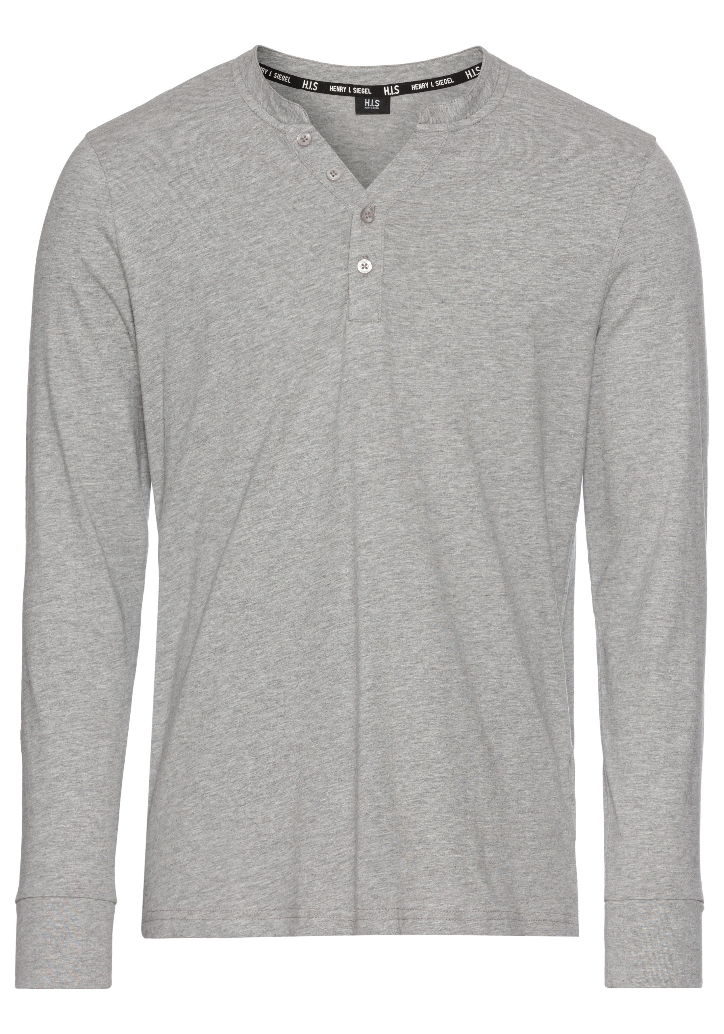 H.I.S Henleyshirt met knoopsluiting (set 2-delig 2 stuks)