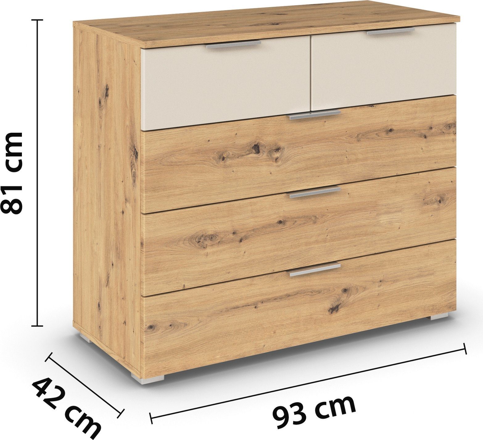 rauch Ladekast Monza sideboard commode waskast met 5 ruime lades in trendy kleurencombinaties