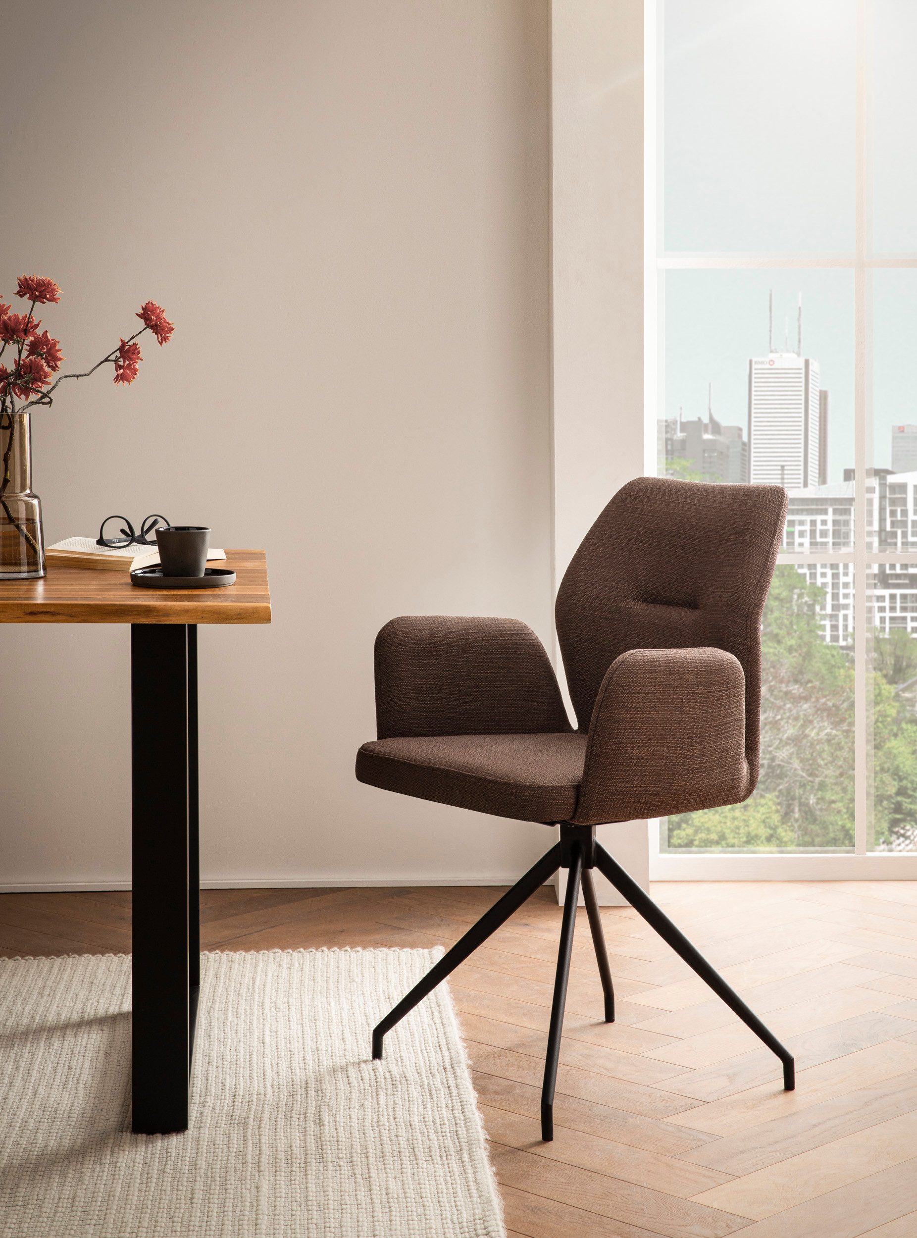 SalesFever Eetkamerstoel Taormina armstoel, frame zwart Eetkamerstoel met 180° draaifunctie (1 stuk)