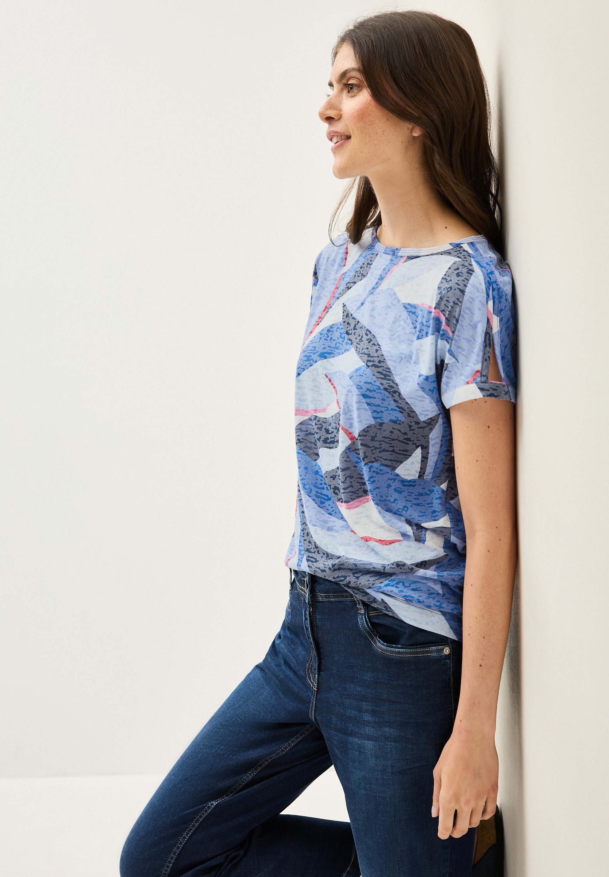 Cecil Shirt met print met etskant look