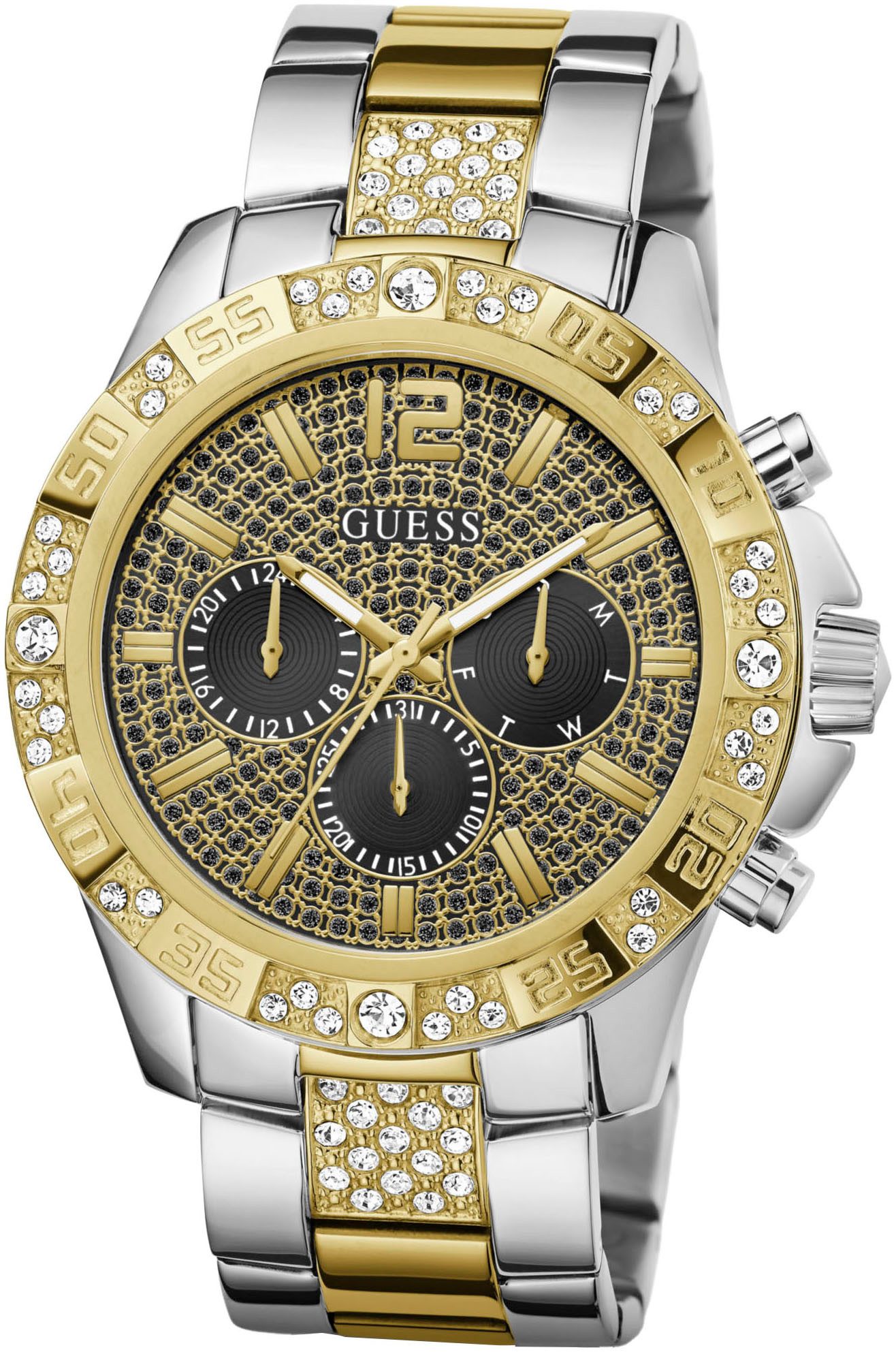 Guess Multifunctioneel horloge Majestic Quartzhorloge, horloge, heren, datum, 12/24-uurs weergave, kristalstenen