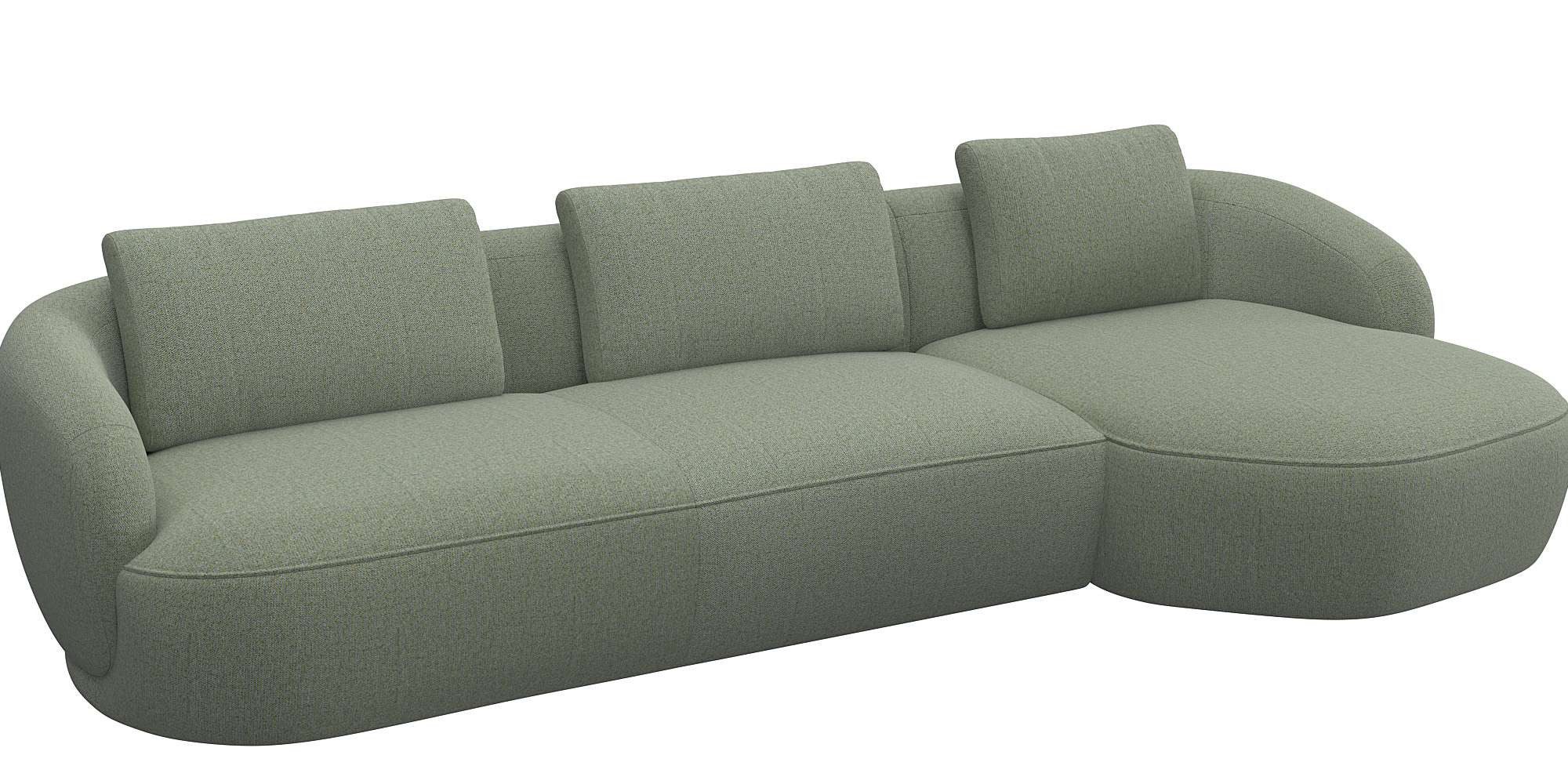 FLEXLUX Zithoek Torino, rond, L-vorm, bankhoek met recamière, longchair-sofa