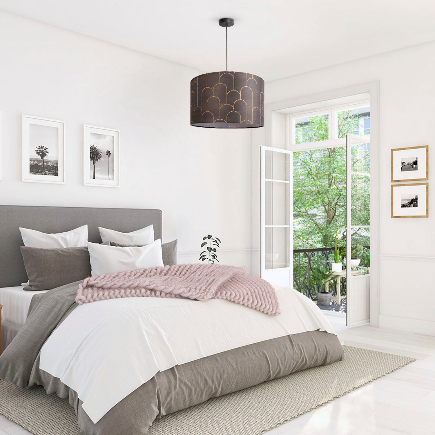 Paco Home Hanglamp Hugo Pillar Hanglamp vintage woonkamerlamp met lampenkap modern