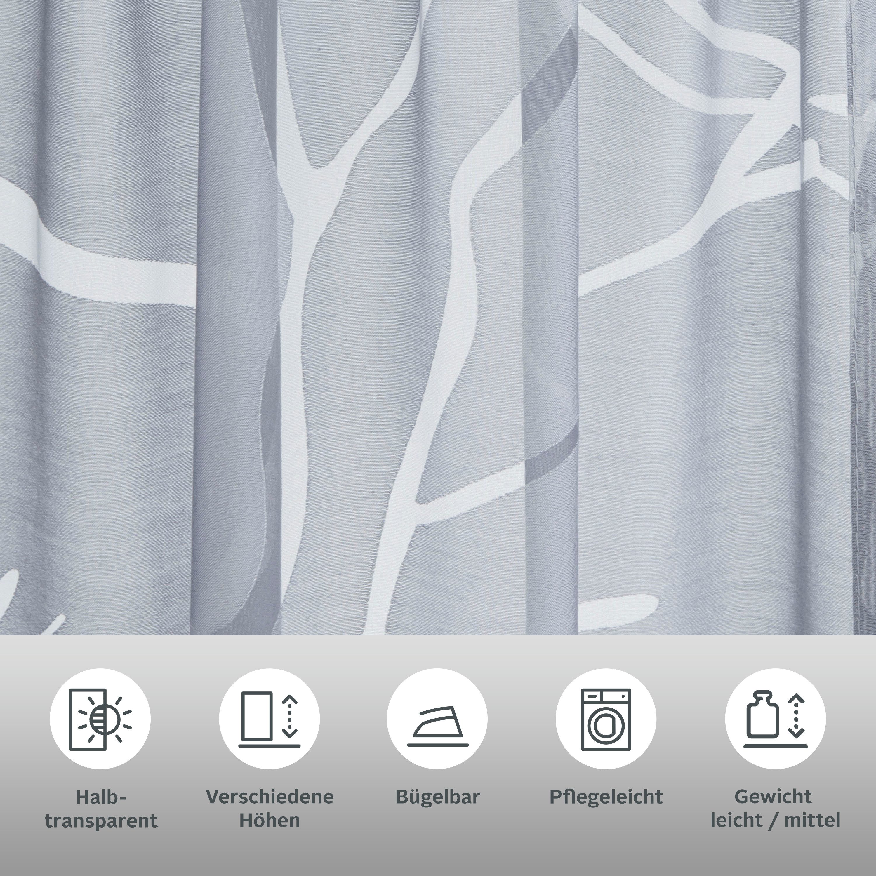my home Gordijn ANNA Viscose, polyester, takkenmotief (1 stuk)