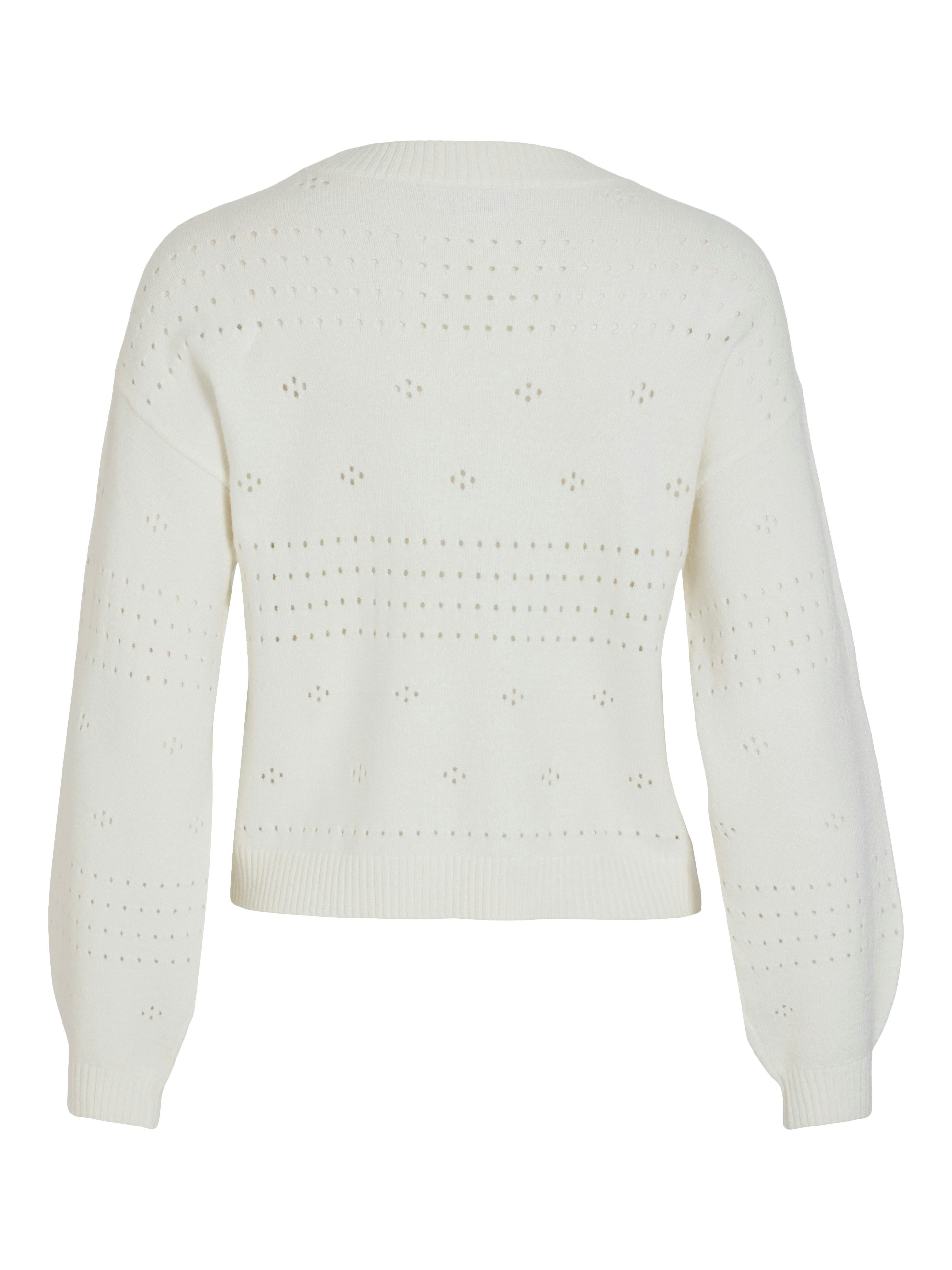 Vila Trui met ronde hals VIRIL L/S O-NECK POINTELLE KNIT TOP-NOOS