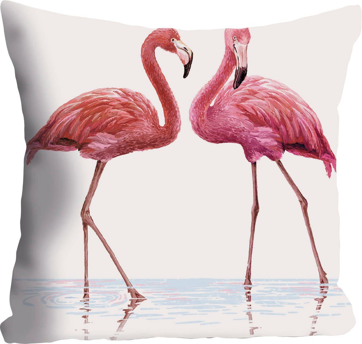 queence Sierkussen ANNA Kussenhoes, flamingo's, roze, exotisch, tropisch, vogels, natuur, decoratief (1 stuk)