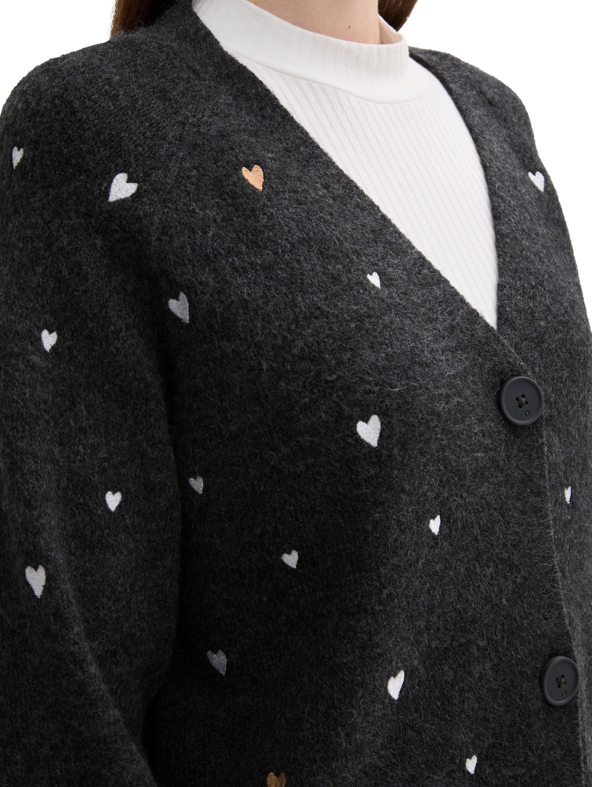 Tom Tailor Denim Vest met knoopsluiting en hartprints