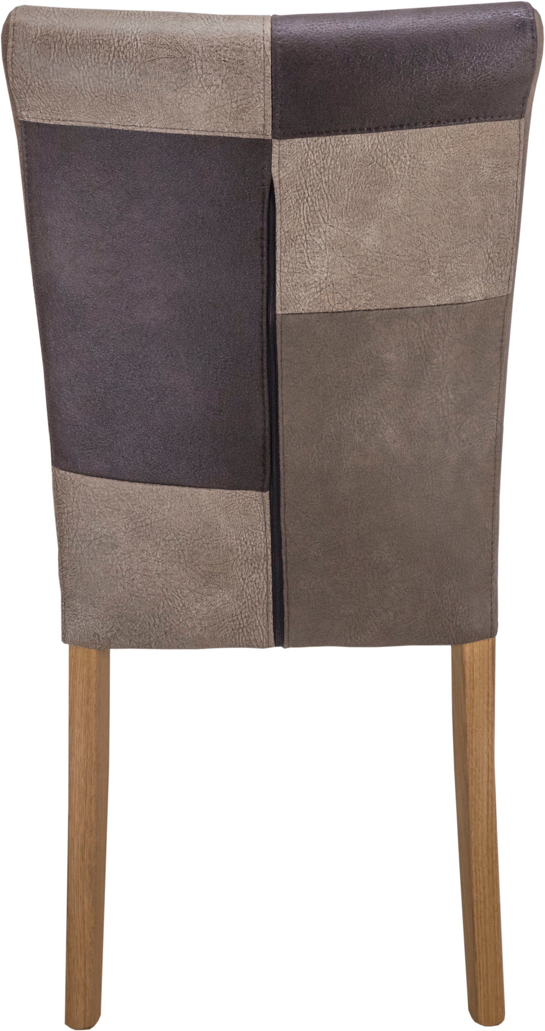 Home affaire Eetkamerstoel Queen Onderstel van massief hout, patchwork-bekleding in landhuisstijl (set, 2 stuks)