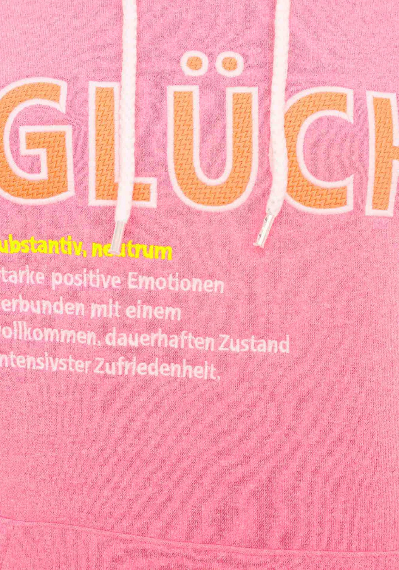 Zwillingsherz Hoodie Geluk met tekst geluk en kangoeroezakken