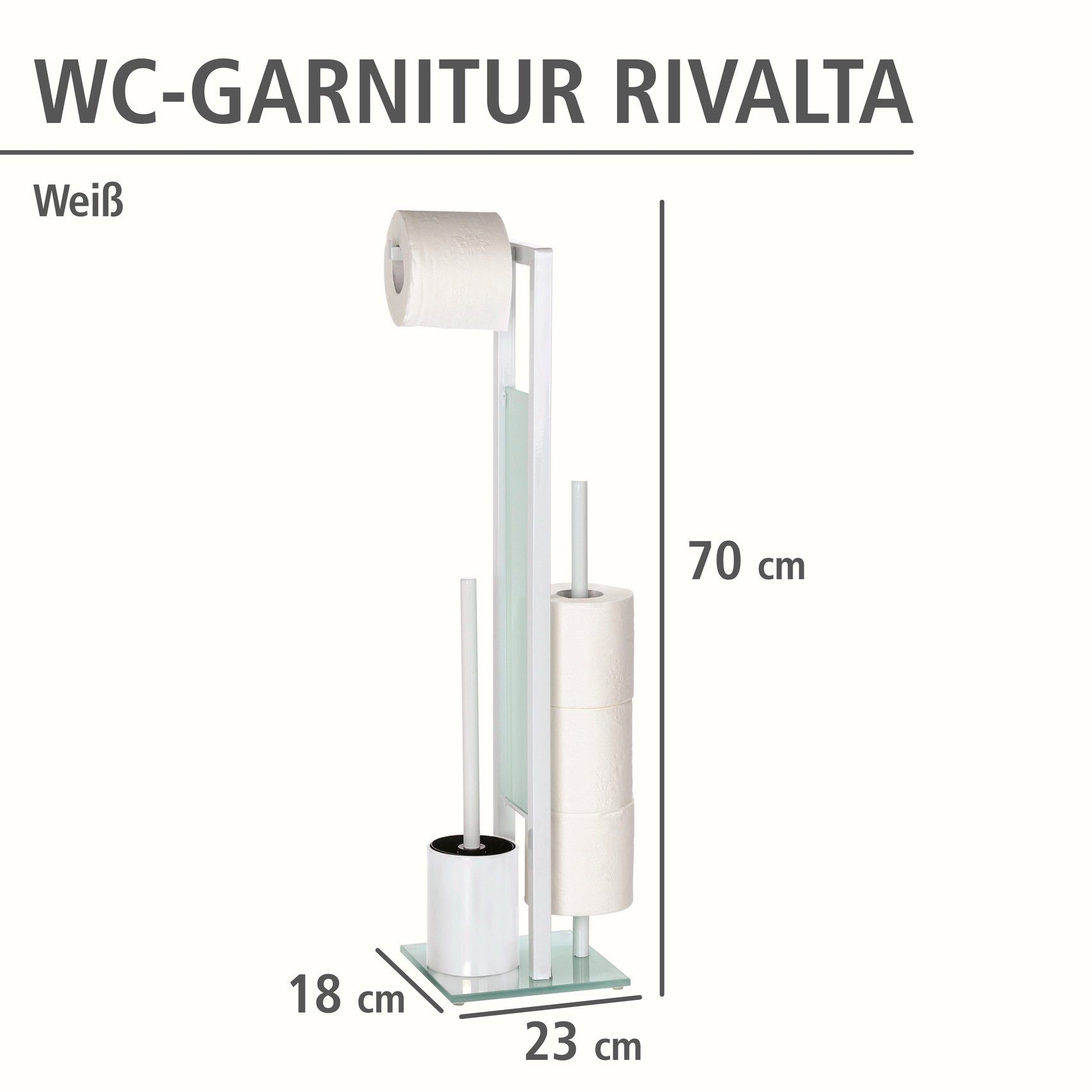 WENKO Toiletset Rivalta geïntegreerde toiletrolhouder en toiletborstelhouder