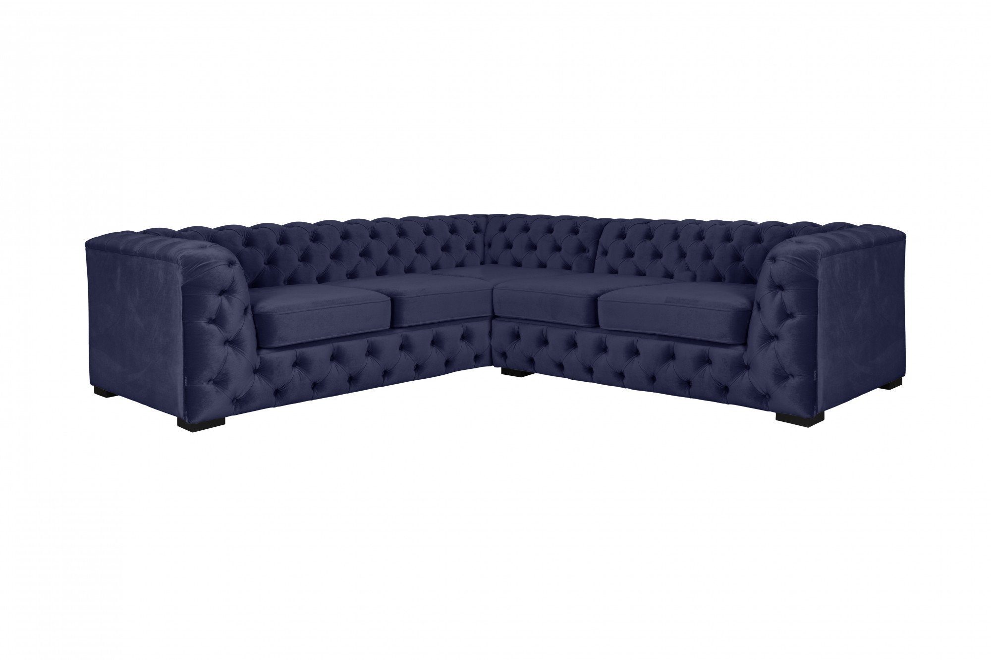 Guido Maria Kretschmer Home&Living Chesterfield-bank KALINA L-vorm hoogwaardig chesterfield design, zeer hoogwaardige afwerking blauw, chesterfield