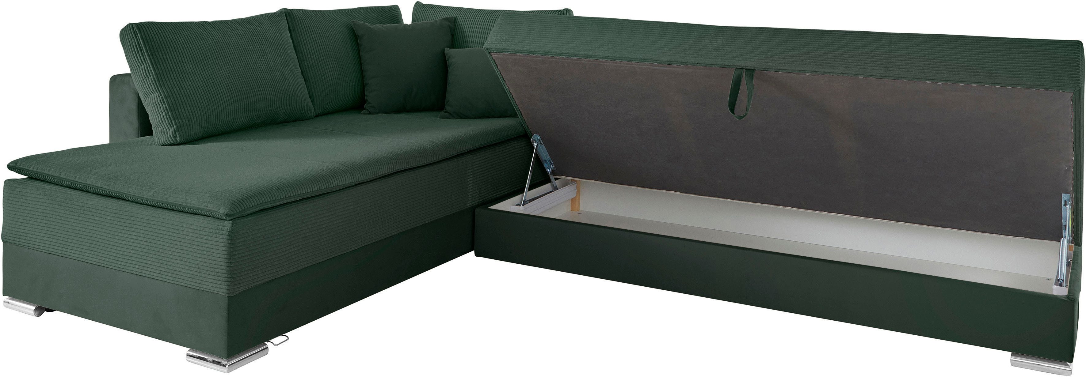 INOSIGN Hoekbank Boxspringbed Night & Day L-vorm met permanente slaapfunctie met armleuning
