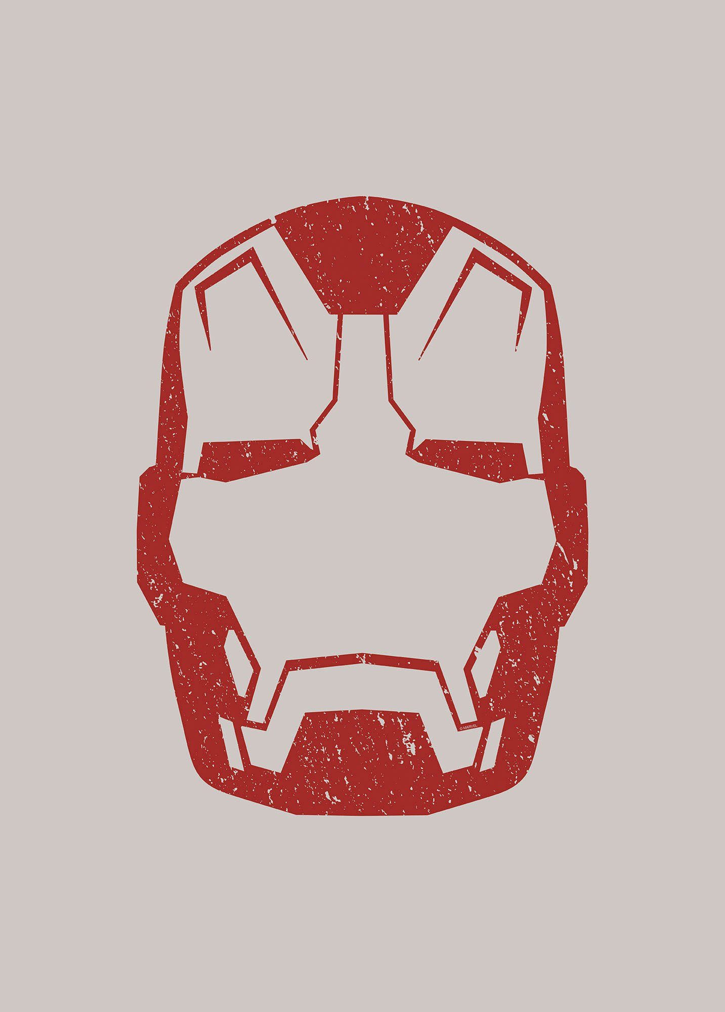 Komar Wanddecoratie Iron Man Helmet MK 43 Wanddecoratie voor de kinderkamer - zonder lijst (1 stuk) schilderijen maat 50 cm x 70 cm rood