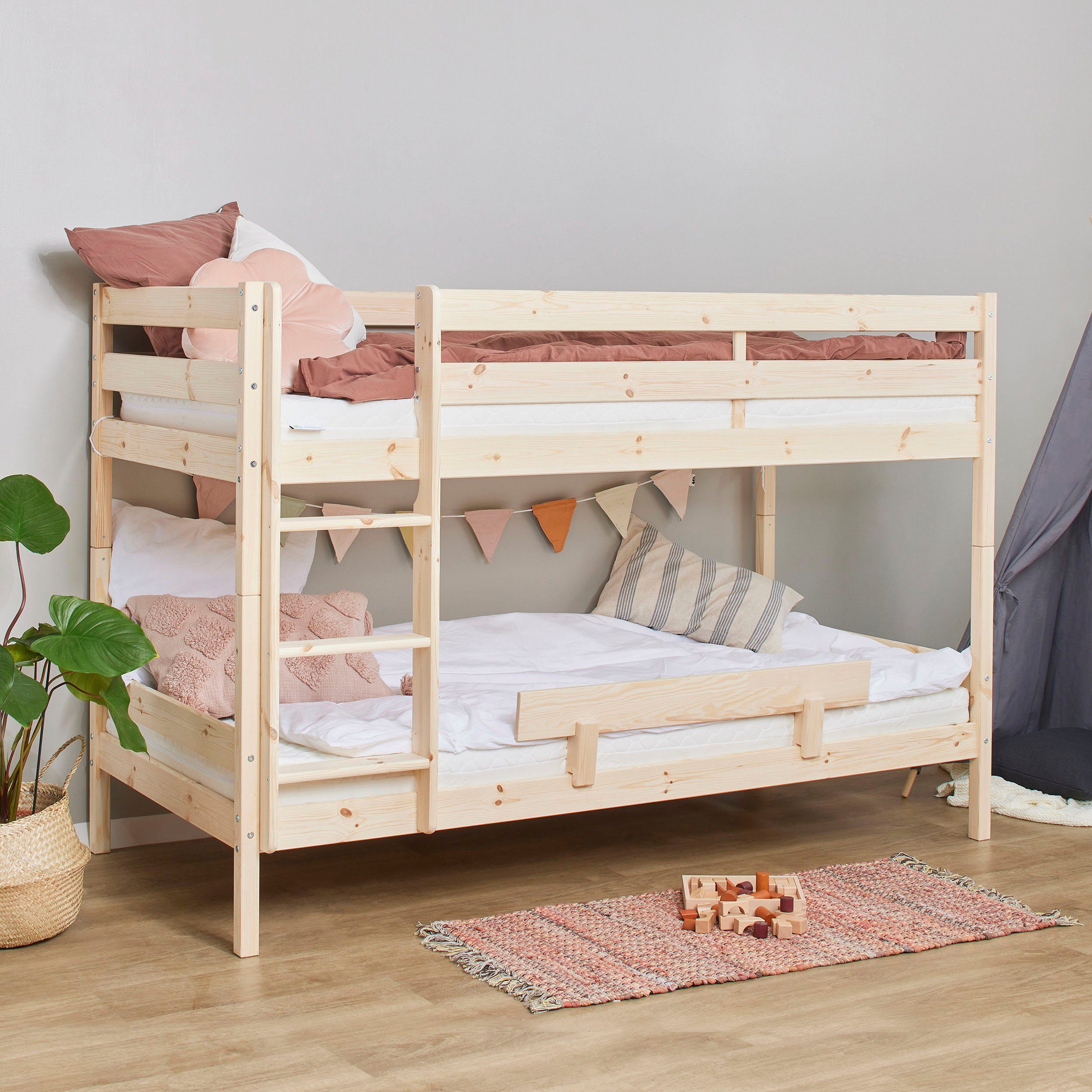 Hoppekids Stapelbed Eco comfort kinderbed 90x200 of 70x160 van massief hout in 4 kleuren