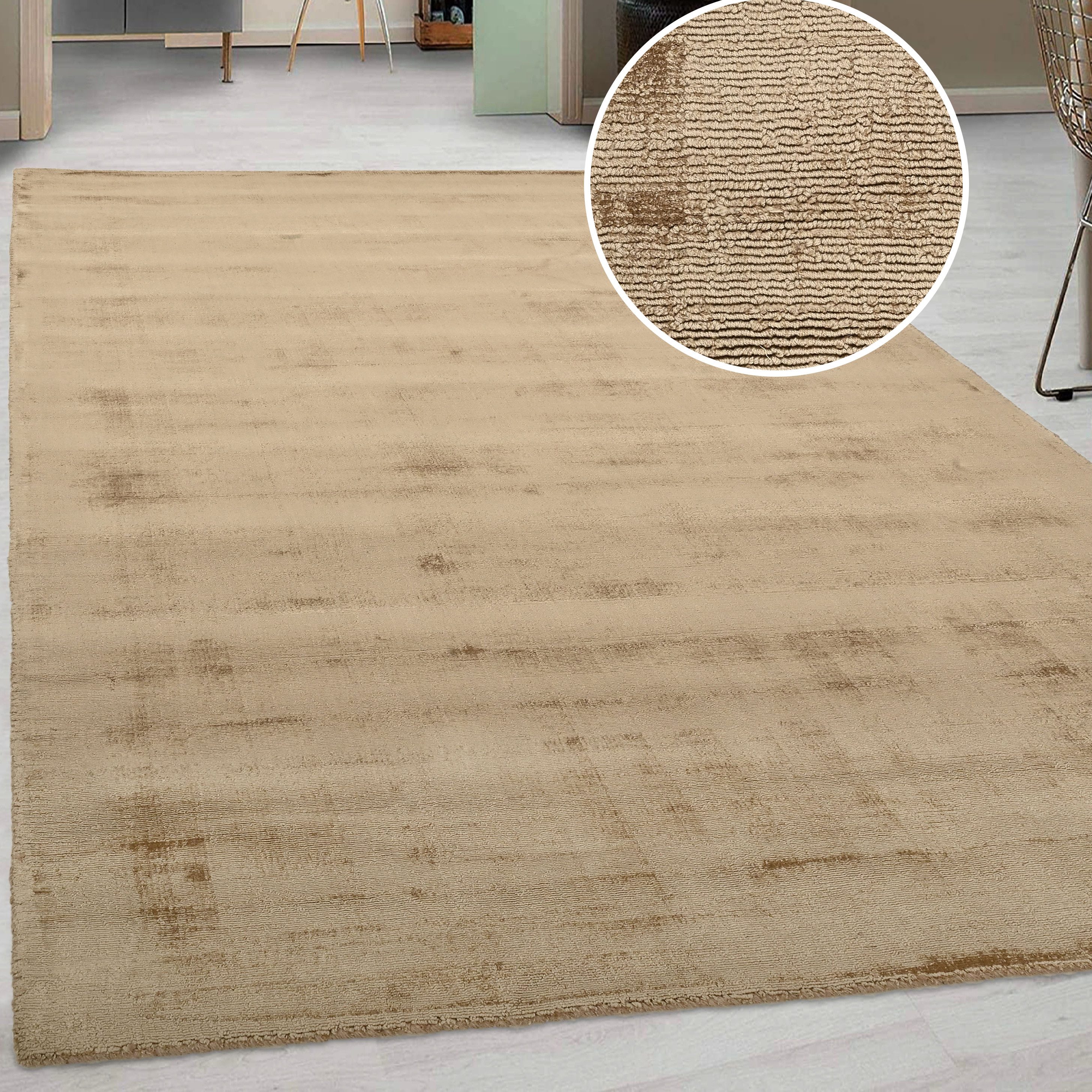 my home Vloerkleed Shirley, handgeweven viscose tapijt, kleurveranderend Handgeweven vloerkleden, woonkamer, slaapkamer, eetkamer