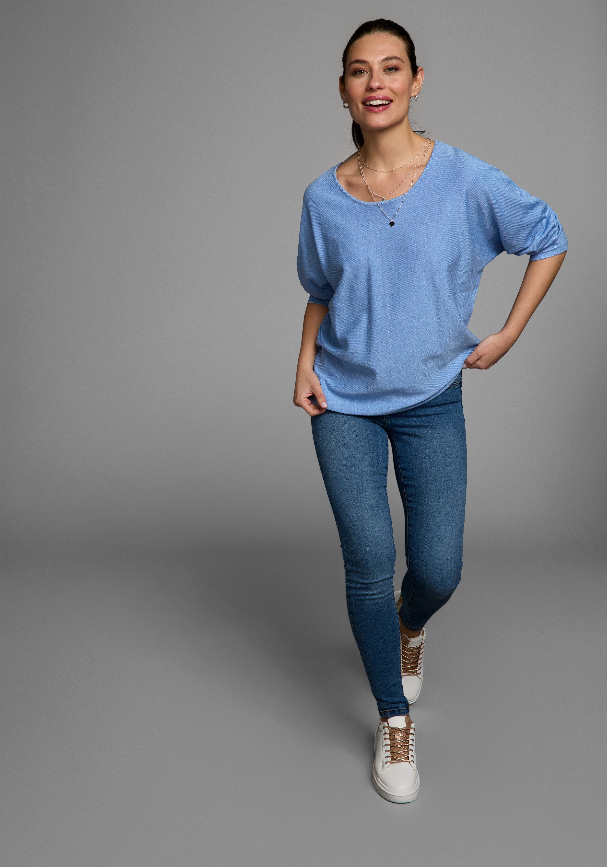 Laura Scott Trui met vleermuismouwen met 3/4 mouwen