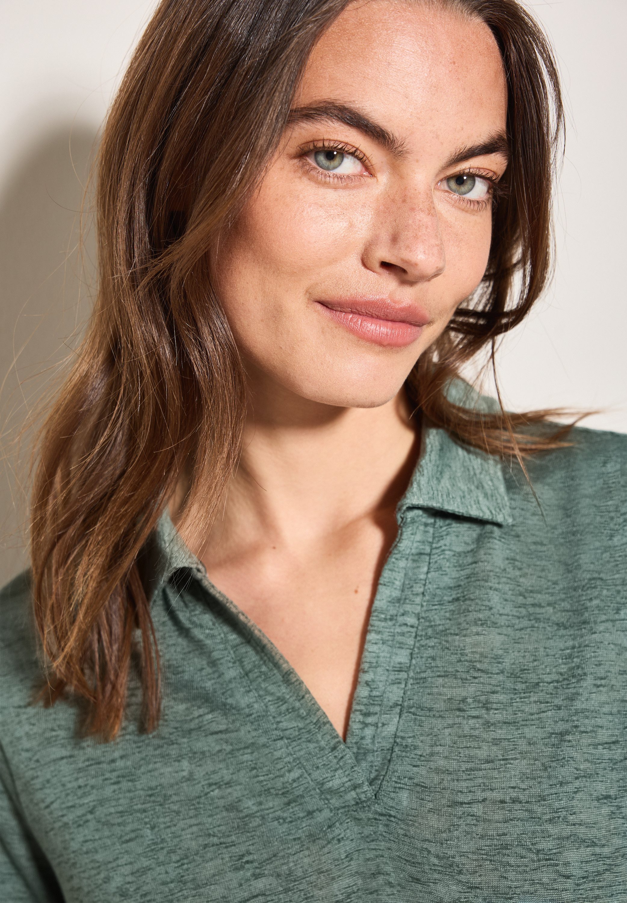 Cecil Poloshirt in linnen-look