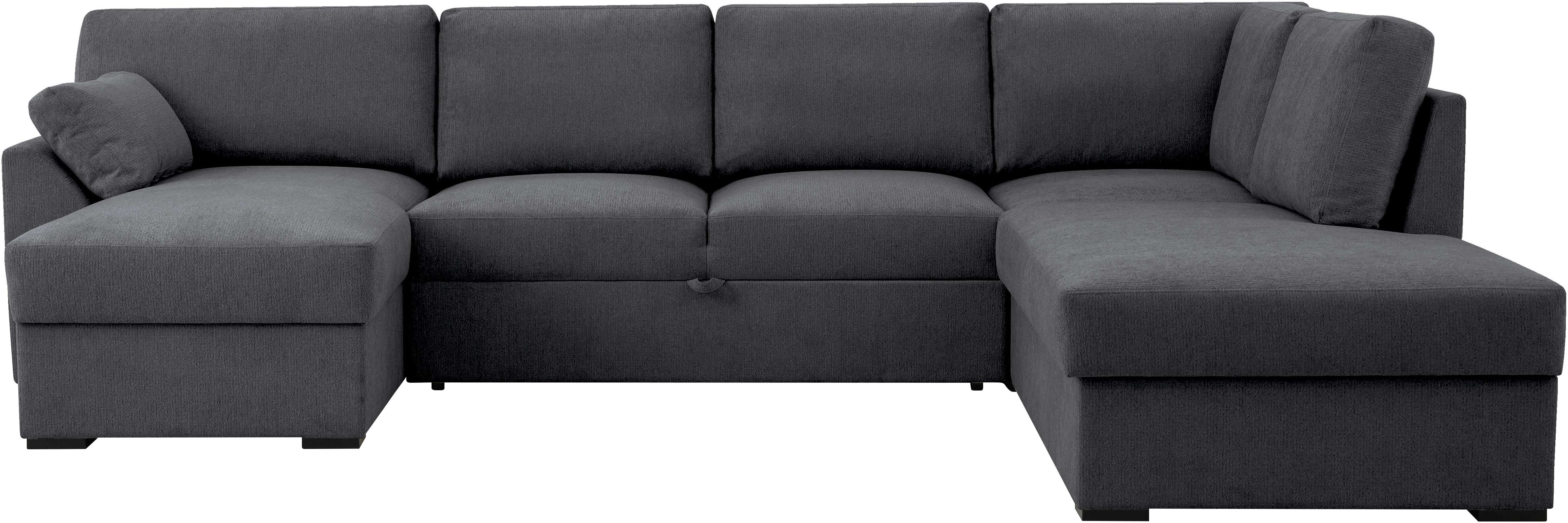 Home affaire Zithoek Citry Breedte 309 cm, chenille, bedfunctie, bedlade, U-vorm