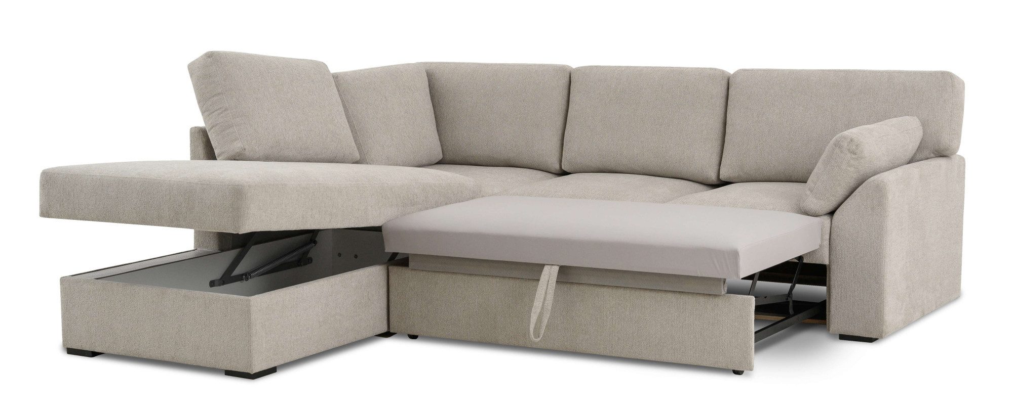 Home affaire Hoekbank Citry Breedte 242 cm, chenille, bedfunctie, bedlade, L-vorm (304-delig)
