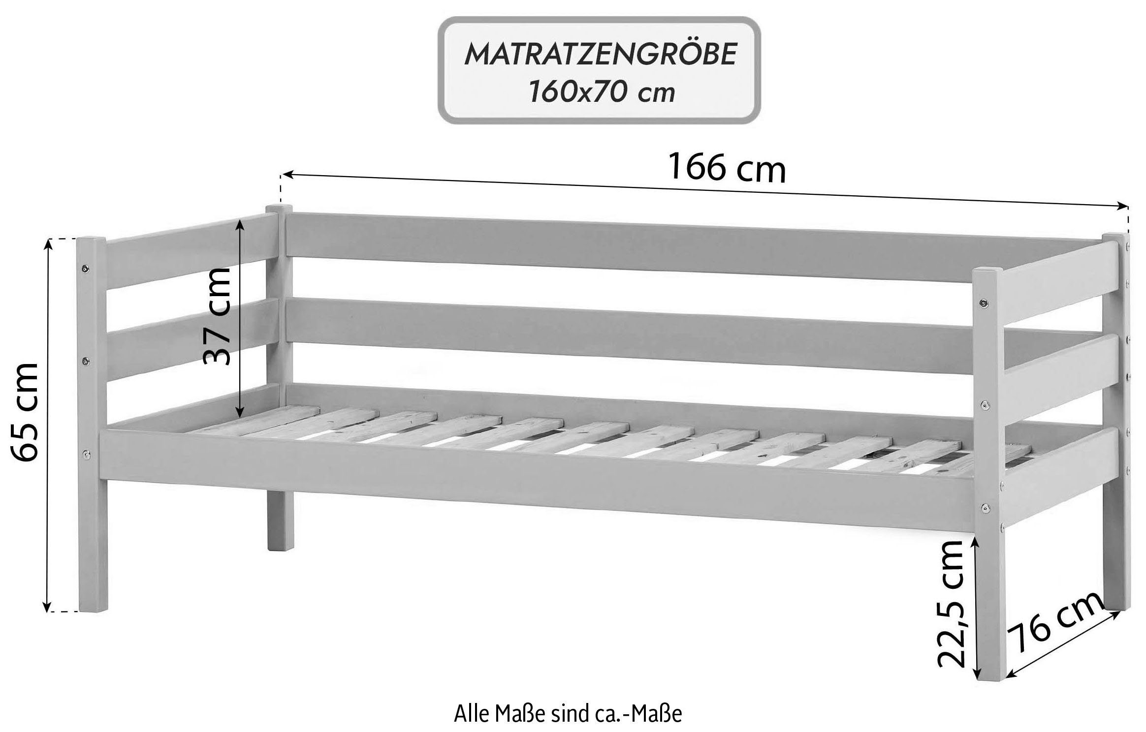 Hoppekids 1-persoonsledikant ECO Comfort kinderbed, massief grenenhout, tienerbed inclusief lattenbodem (set)
