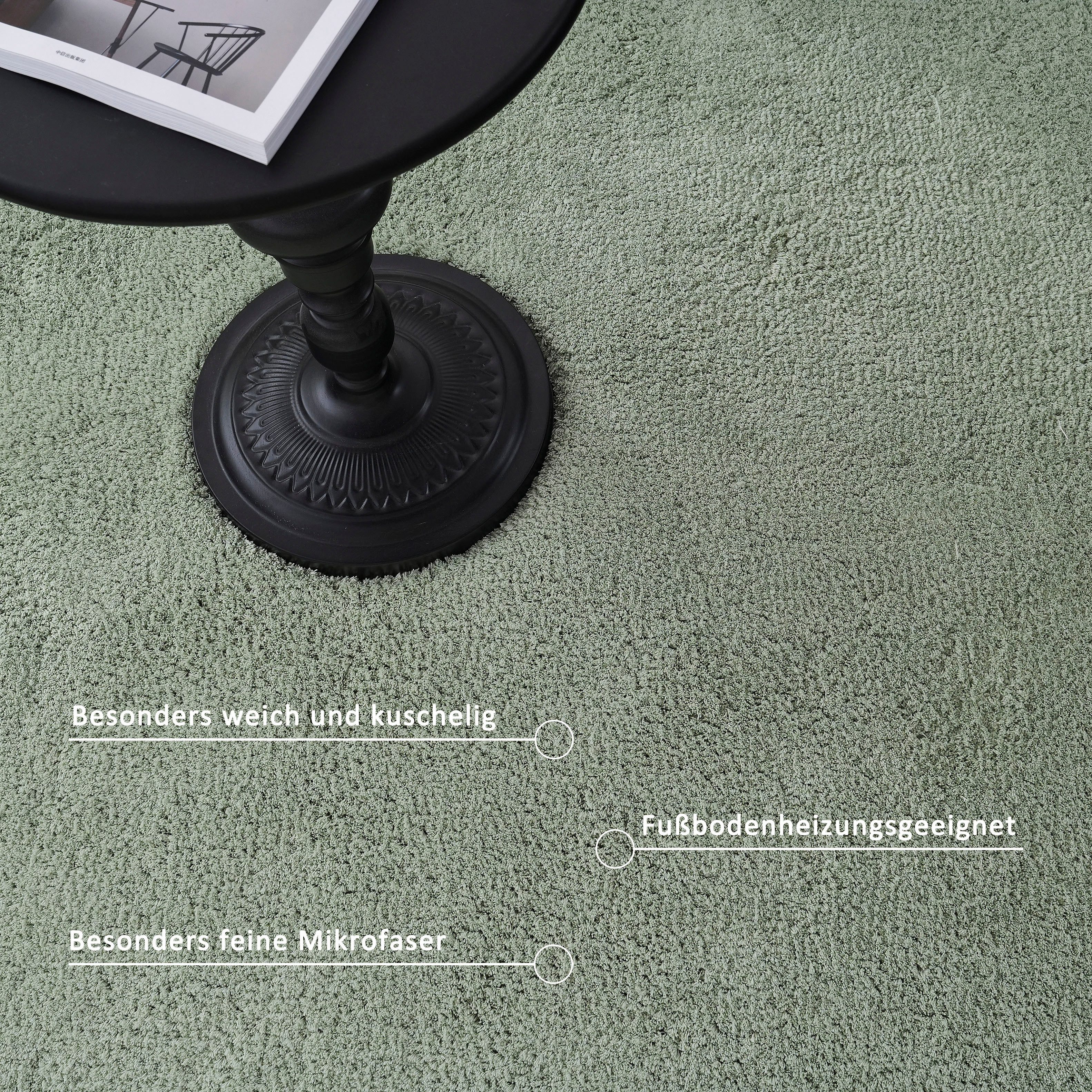 my home Hoogpolig vloerkleed Microvezeltapijt Magong, bijzonder zacht, zeer fijne pool uni tapijten, woonkamer, slaapkamer, kinderkamer, gang, brug