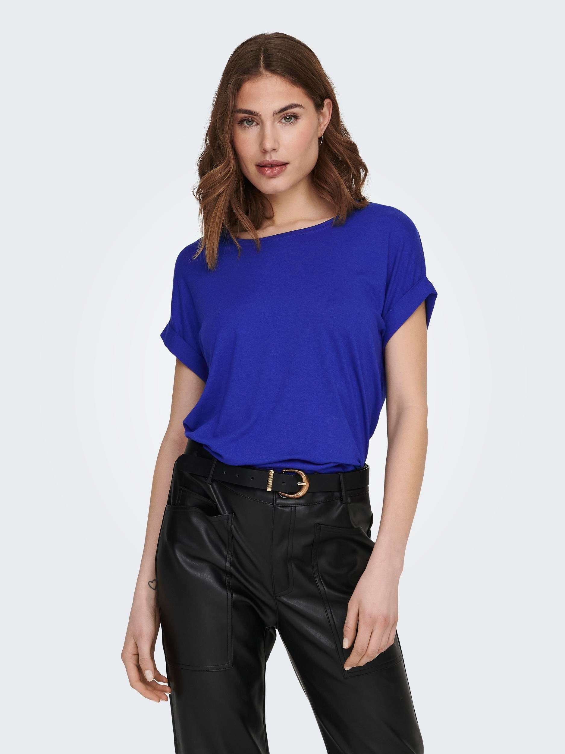 Only T-shirt ONLMOSTER S/S O-NECK TOP NOOS JRS dames t-shirts maat XS (34) blauw
