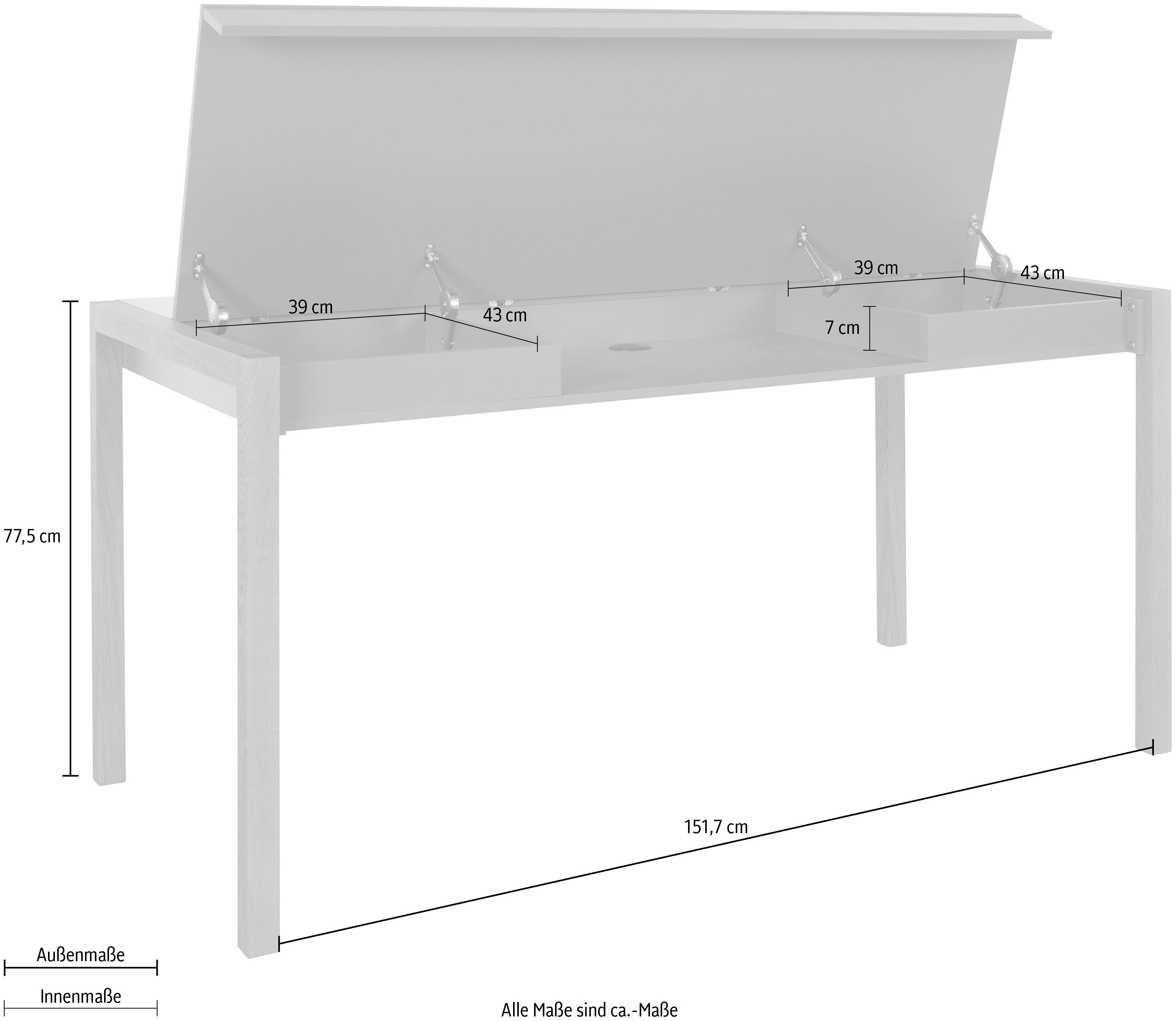 andas Eettafel Prenzlau met werkplek en opbergmogelijkheid