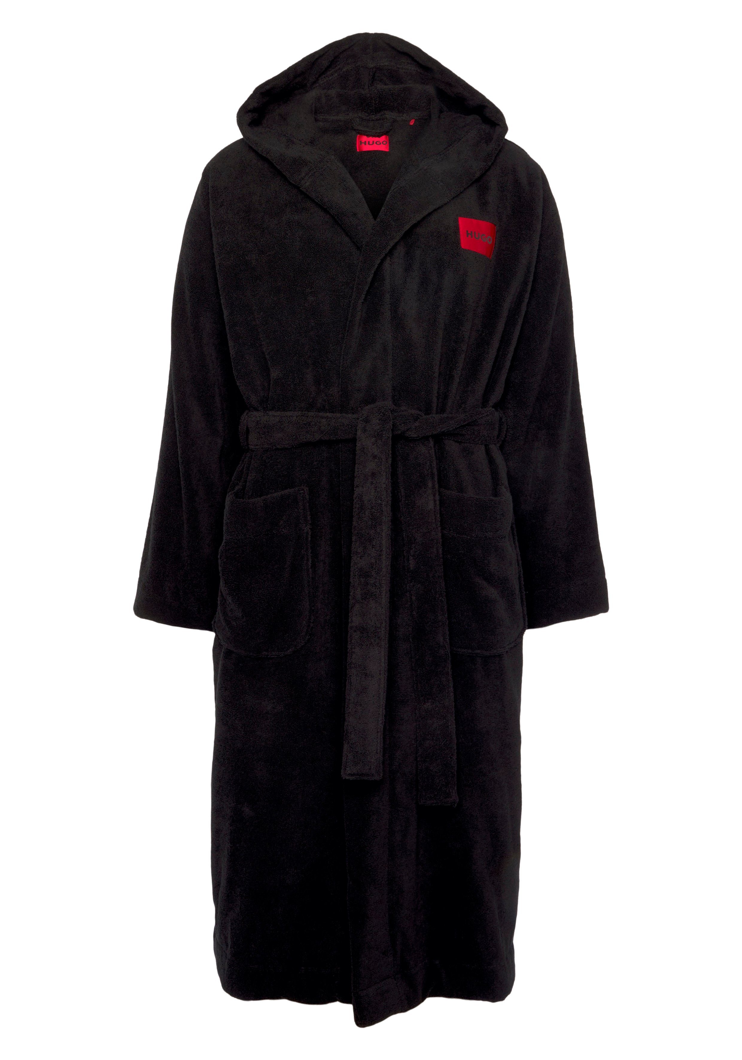 HUGO underwear Badjas Terry Gown Hooded met capuchon & contrasterend logo