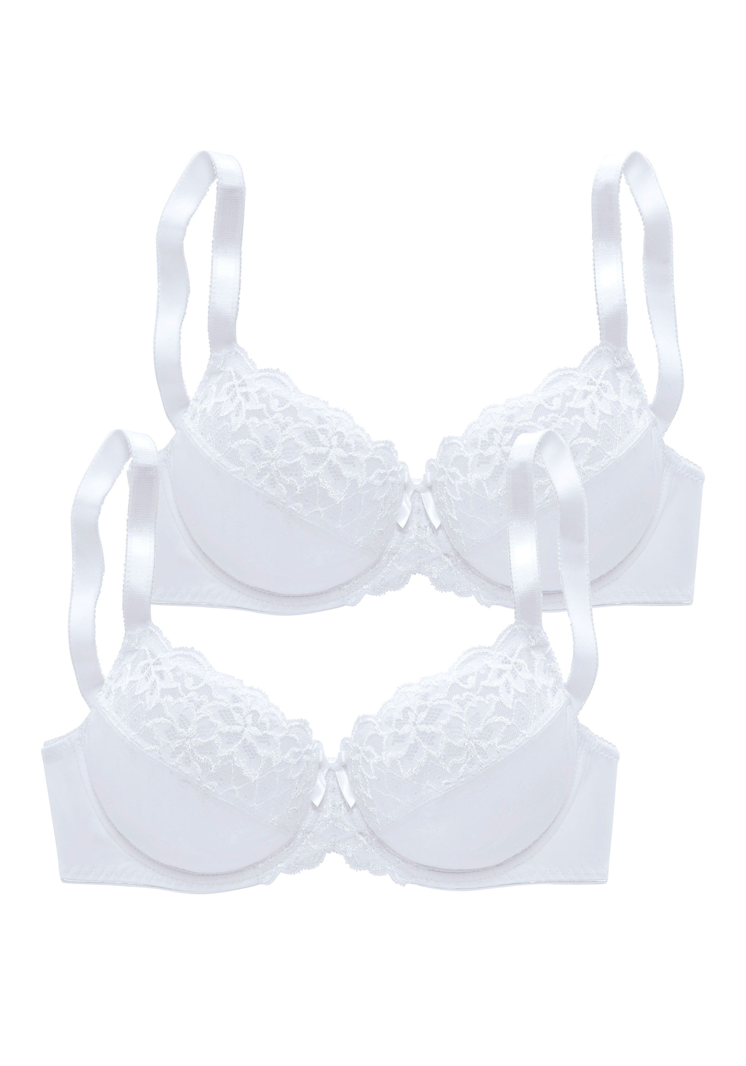 Petite fleur Beugel-bh met elastische kant, dessous (Set van 2)