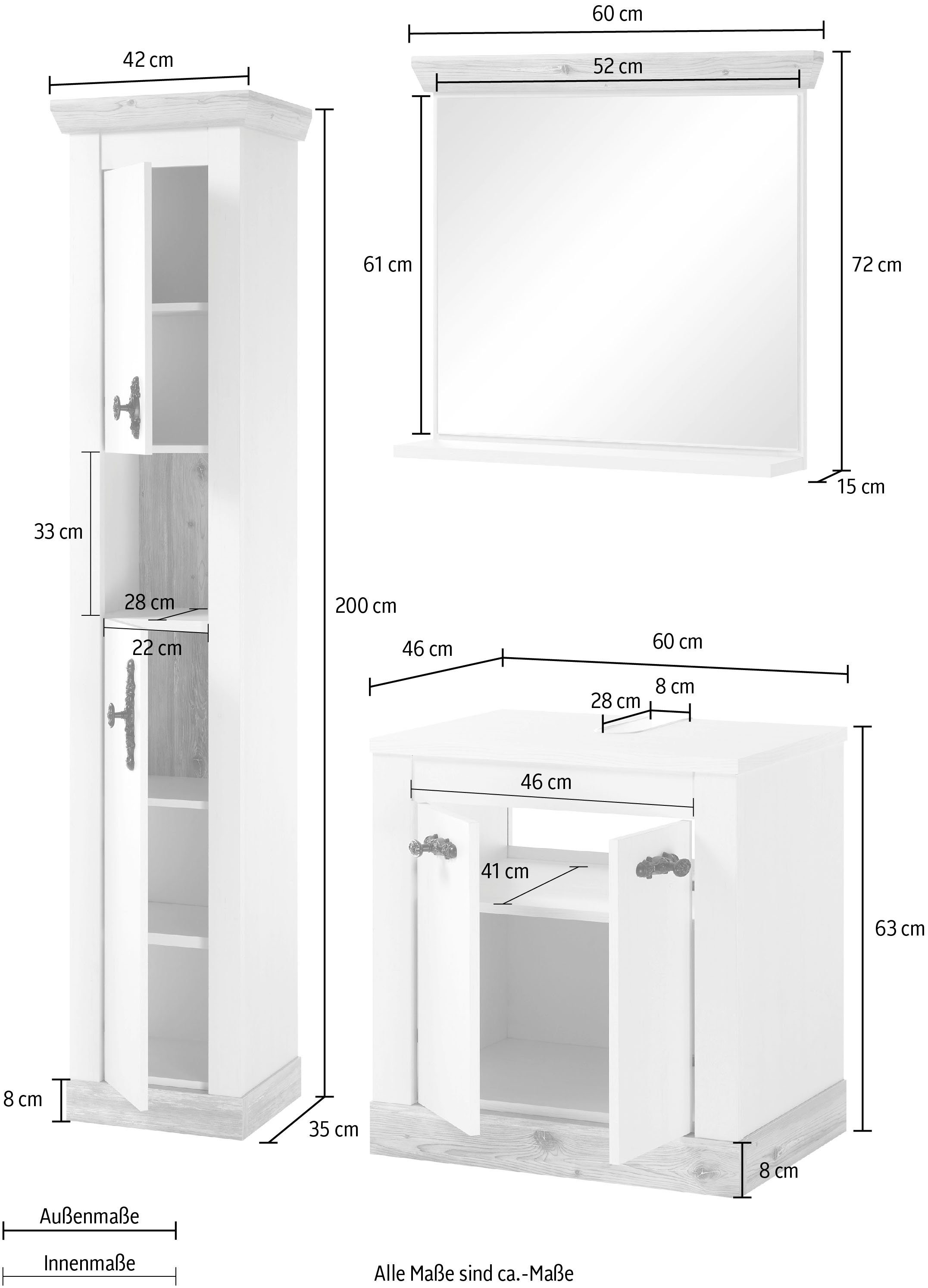Home affaire Badkamerserie Florenz, badkamer in landhuisstijl, 3-delig badkamer (3-delig)