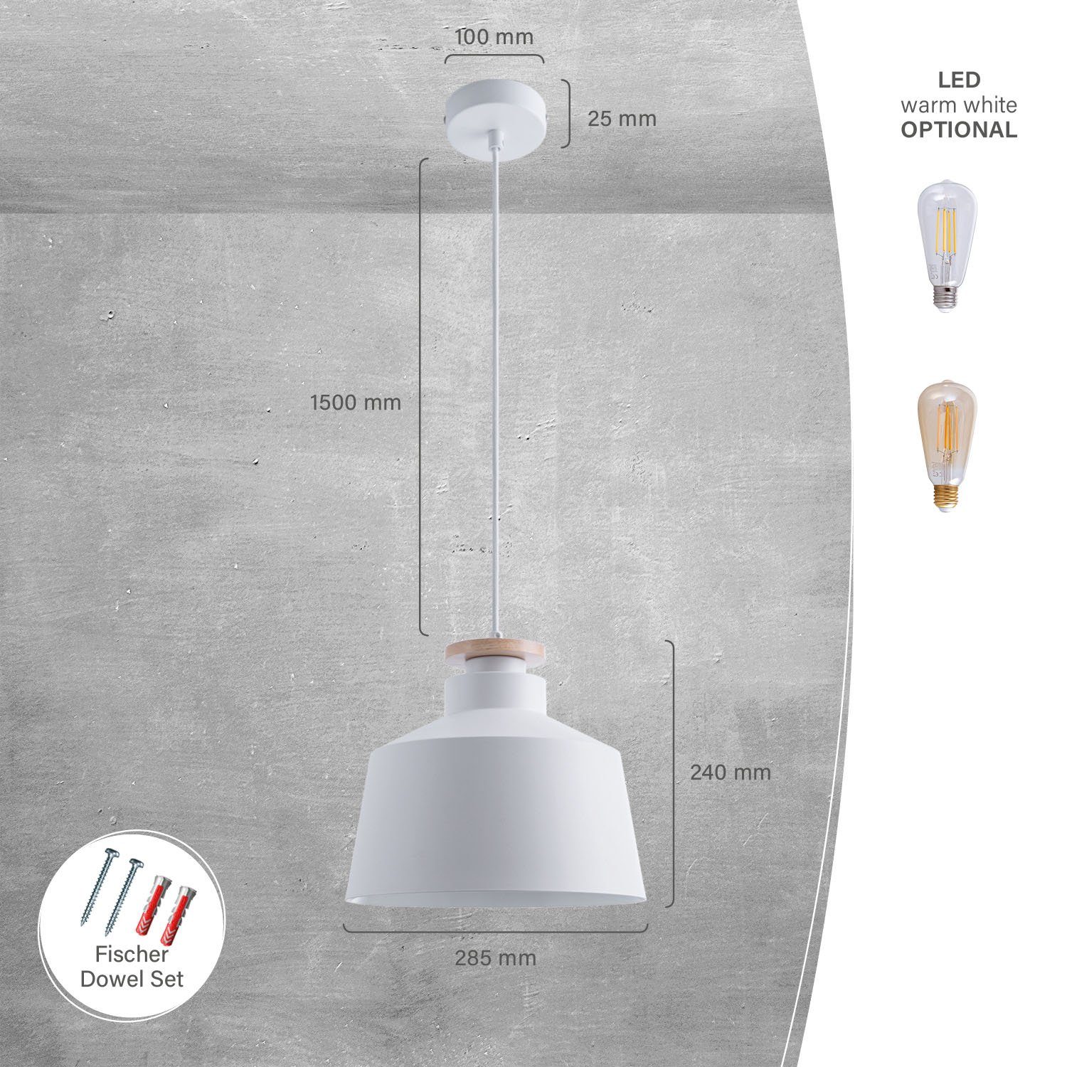 Paco Home Hanglamp JACK U Hanglamp eetkamer keukenlamp Eettafellamp Scandinavisch E27
