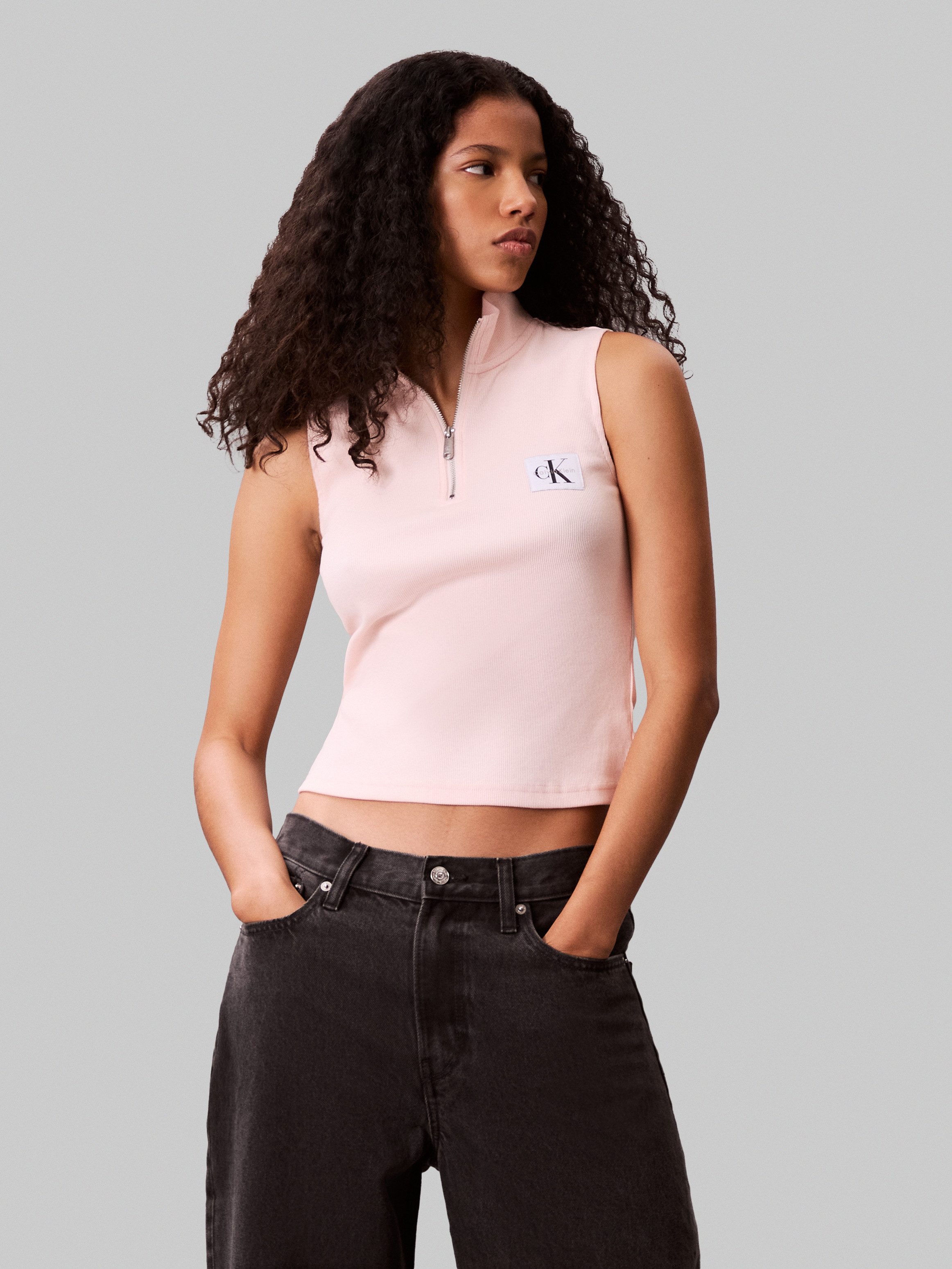 Calvin Klein Tanktop A- WOVEN LABEL SL QZ TOP