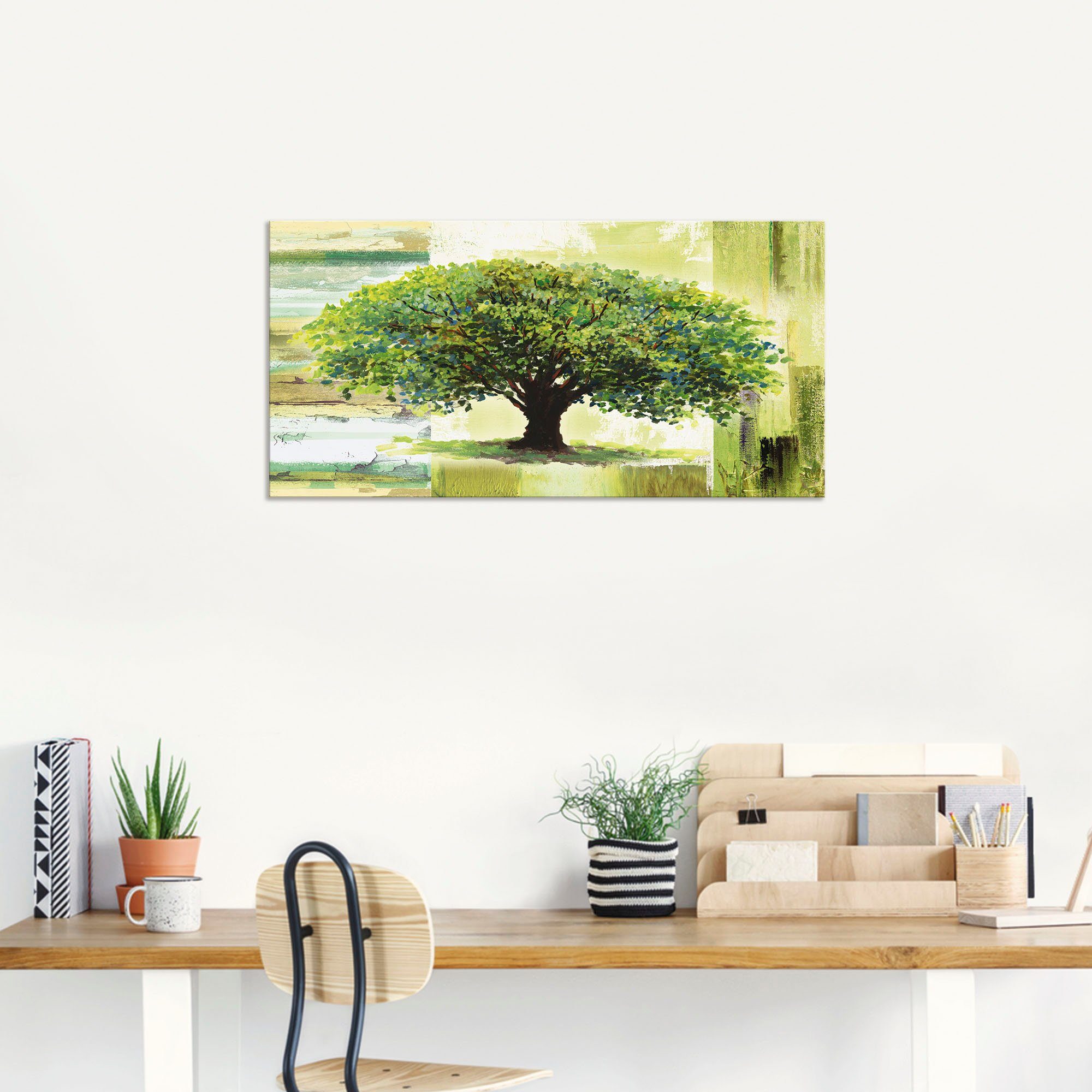 Artland Artprint Voorjaarsboom op abstracte achtergrond als artprint van aluminium, artprint voor buiten, artprint op linnen, poster in verschillende maten. maten