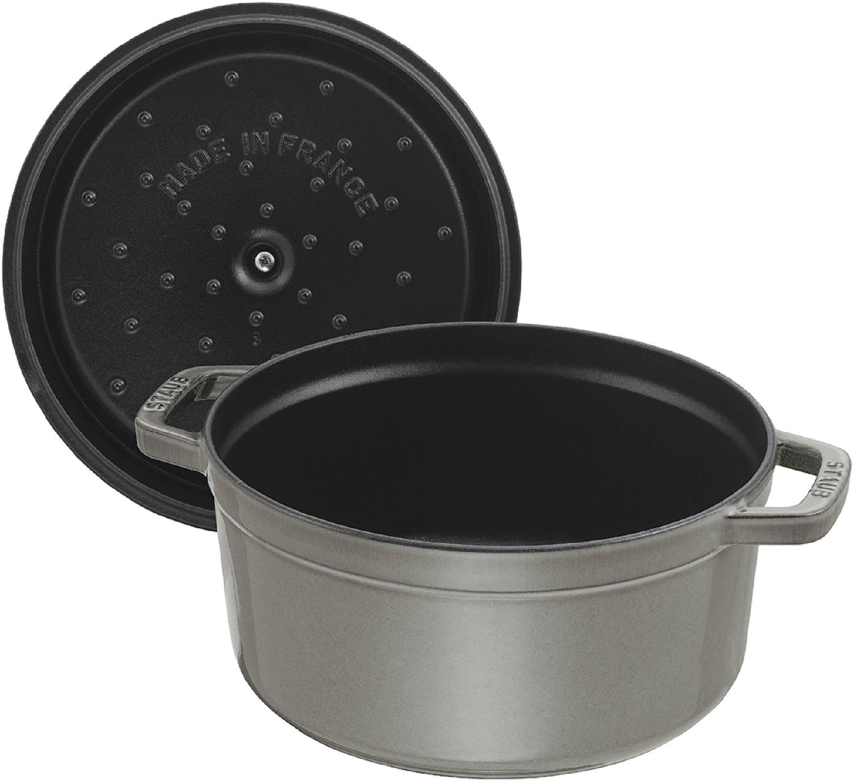 Staub Braadpan Cocotte robust, duurzaam, perfecte hitteverdeling, aroma-regendeksel (1-delig)
