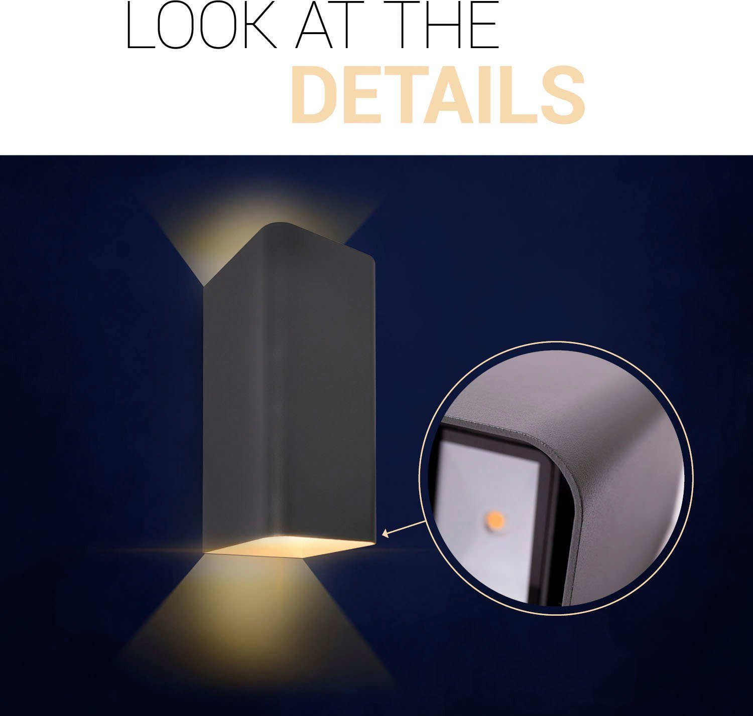 Paco Home Wandlamp Elena In- en outdoor wandlamp LED buiten tuinlamp 3000 K IP 54 up down