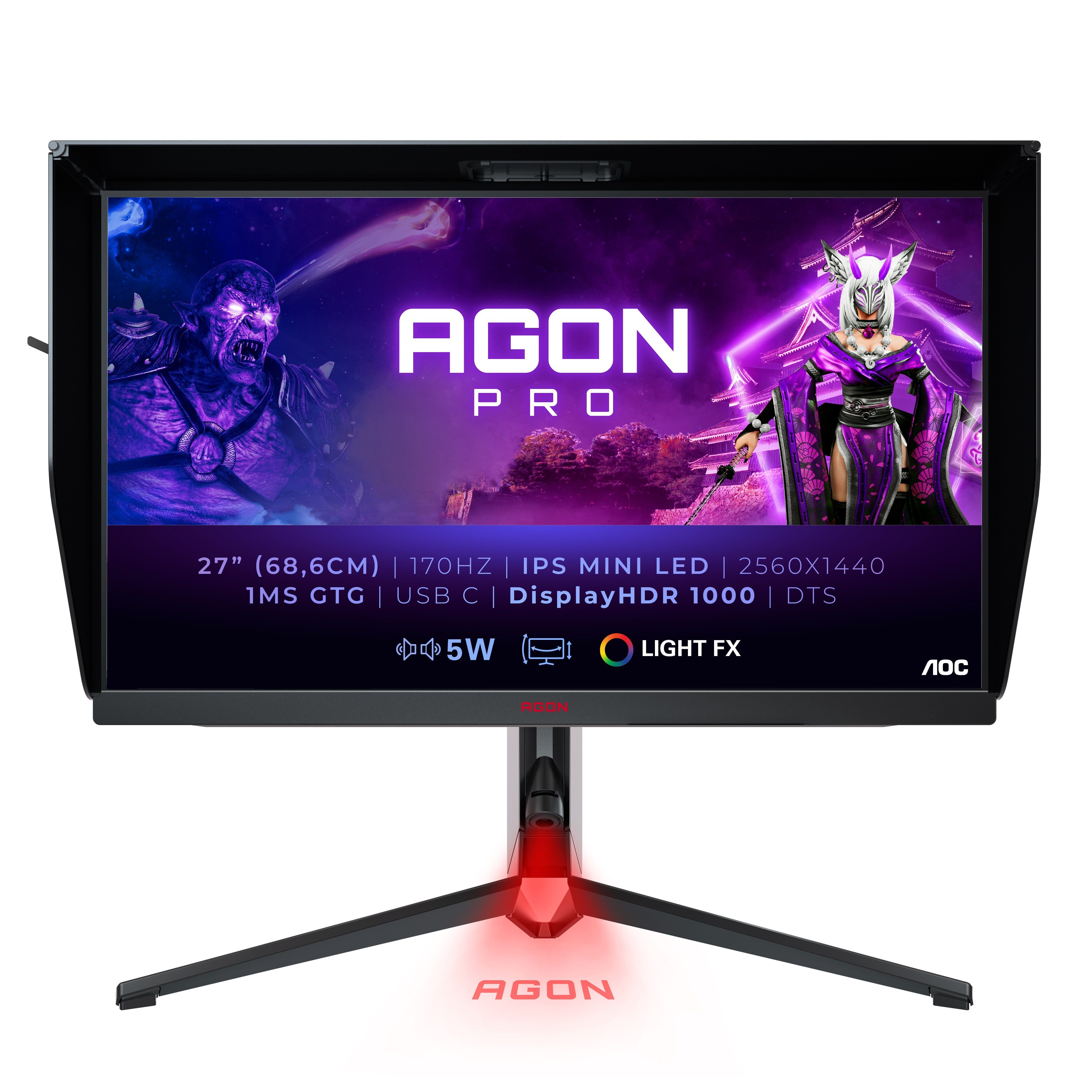 AOC Gaming-monitor AG274QXM, 68,6 cm / 27", innovatieve mini-ledtechnologie, screen shield