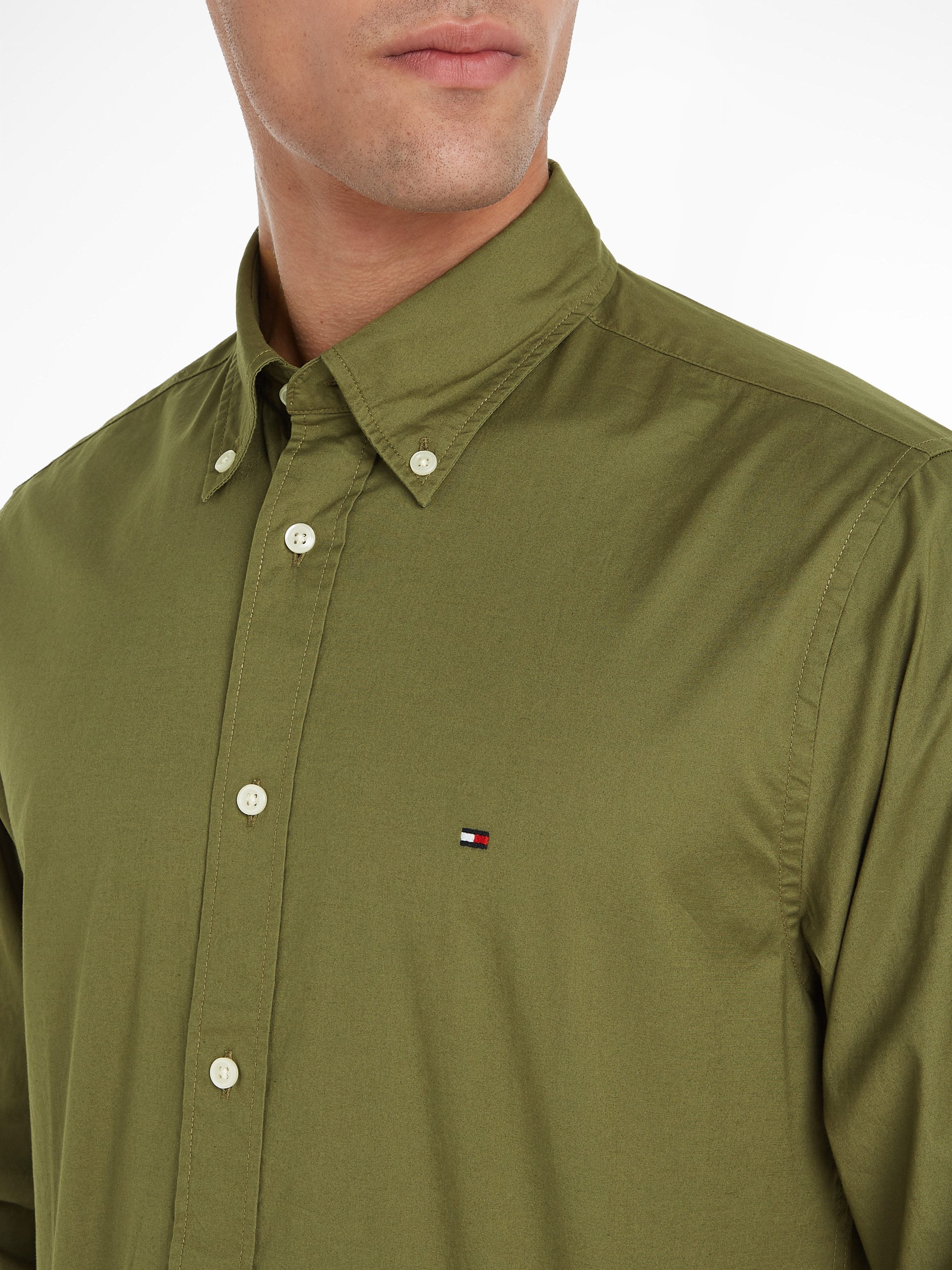 Tommy Hilfiger Overhemd met lange mouwen FLEX POPLIN RF SHIRT met tommy hilfiger labelschild binnenin de knoopsluiting (1-delig)