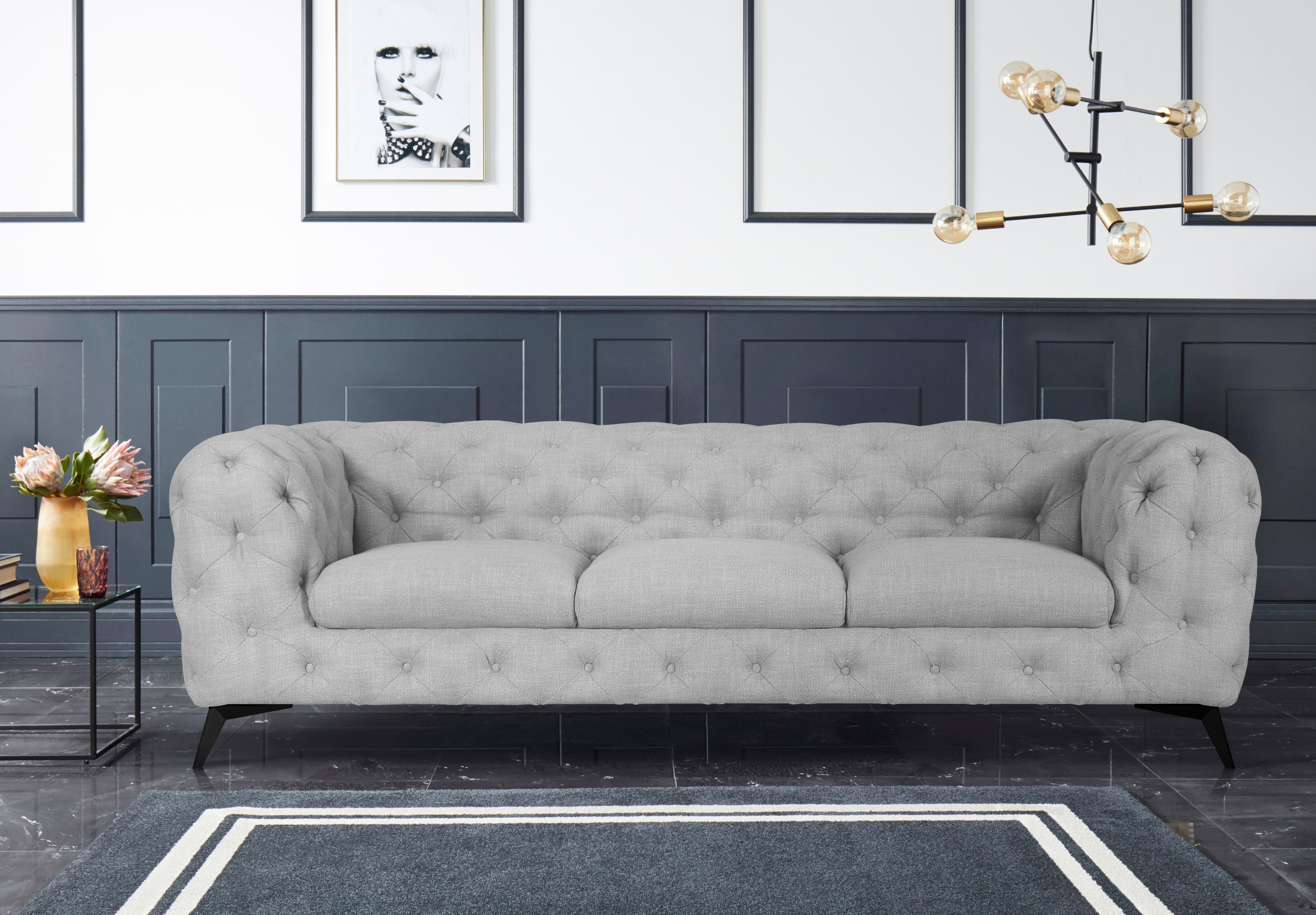 Leonique Chesterfield-bank Glynis luxueuze capitonnage, moderne chesterfield look, kleur van de poten ter keuze