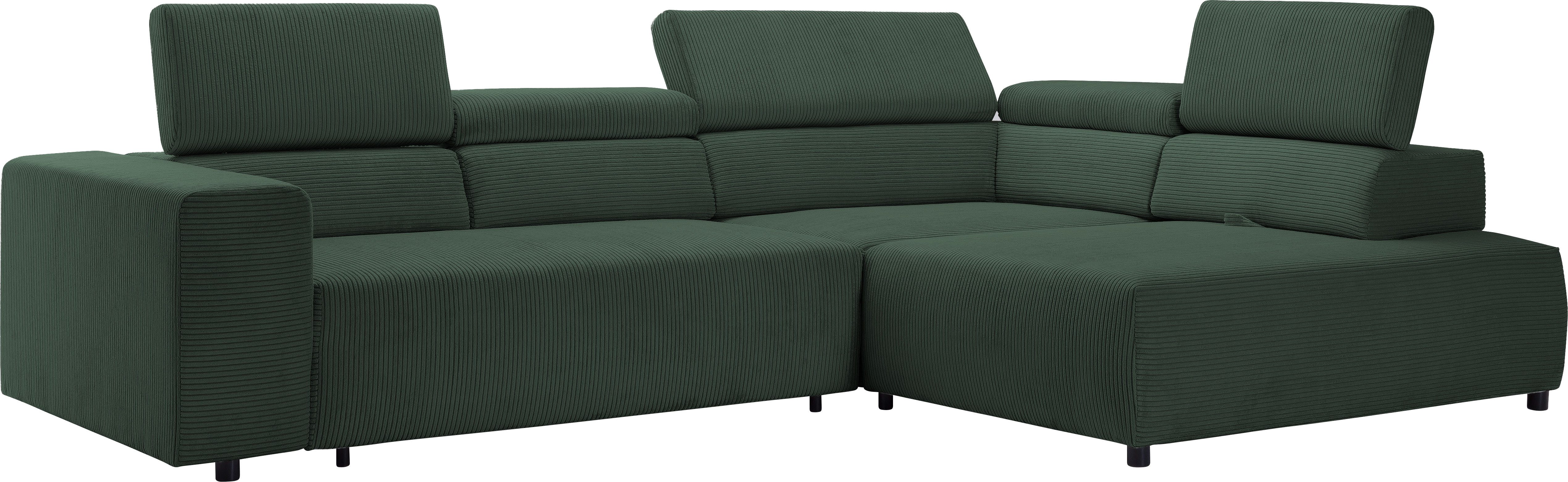 exxpo - sofa fashion Hoekbank VITTORIO met comfortfuncties, comfortabel en modern, cord, L-vorm incl. hoofdsteun- en zitdiepteverstelling, optioneel met bedfunctie