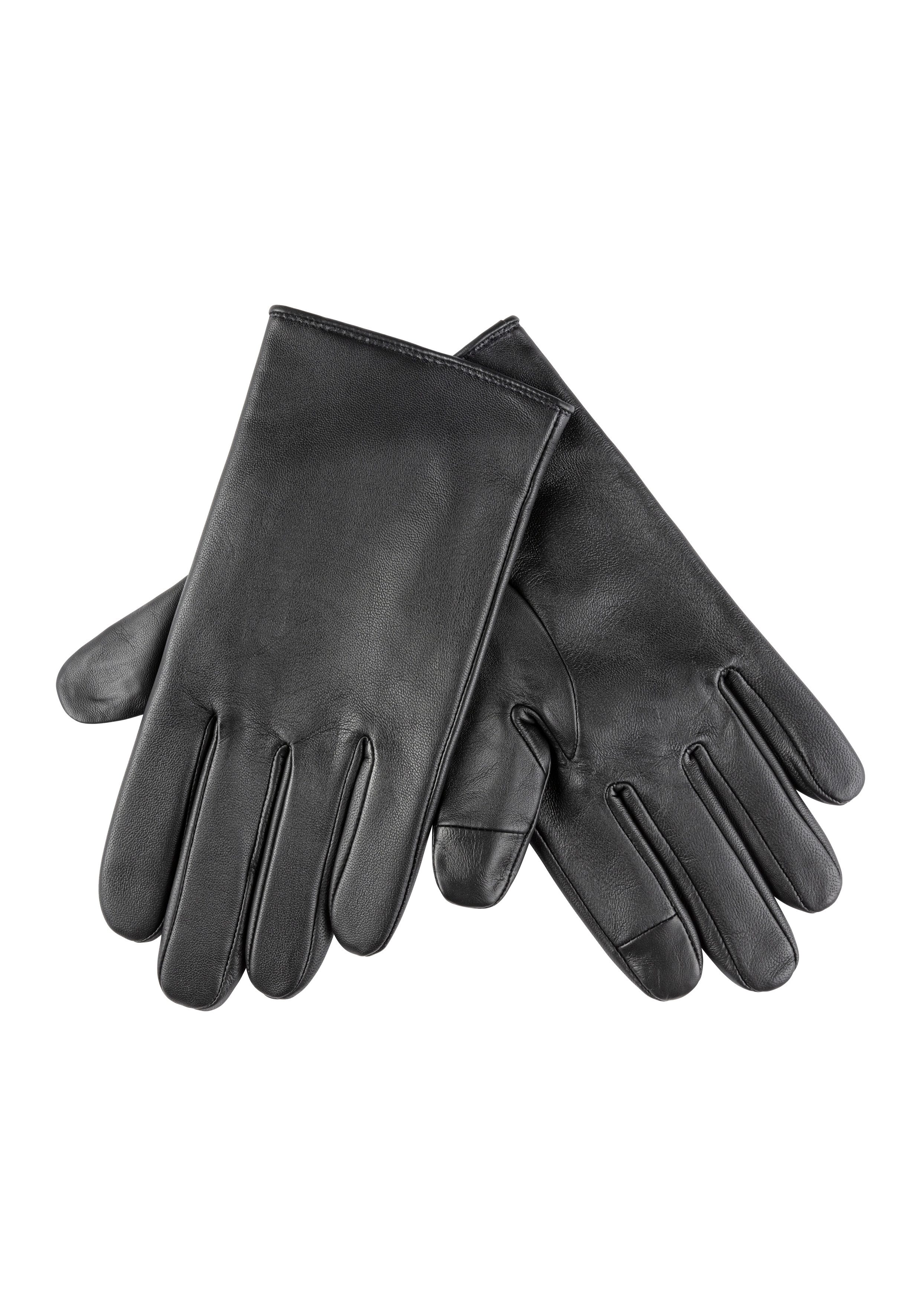 Boss Orange Leren handschoenen Glove met touch tech vingertoppen