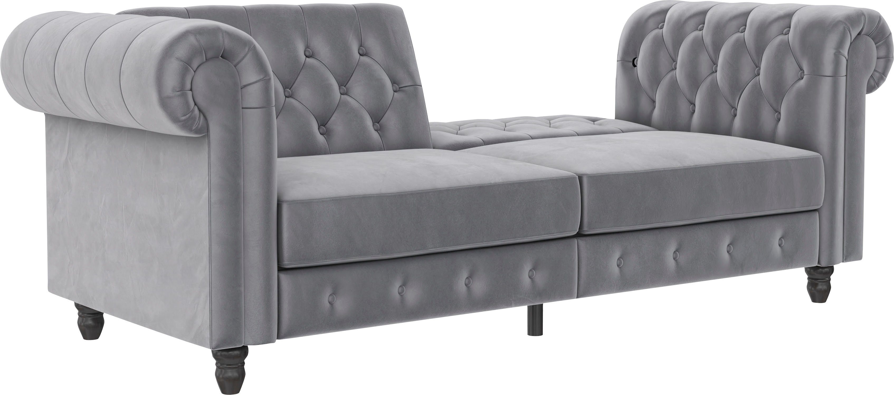 Dorel Home 3-zitsbank Felix, slaapbank 236 cm(ligoppervlak 108 x 190 cm), rugleuning 3-voudig verstelbaar, velours, kunstleer, luxe vintage microvezel