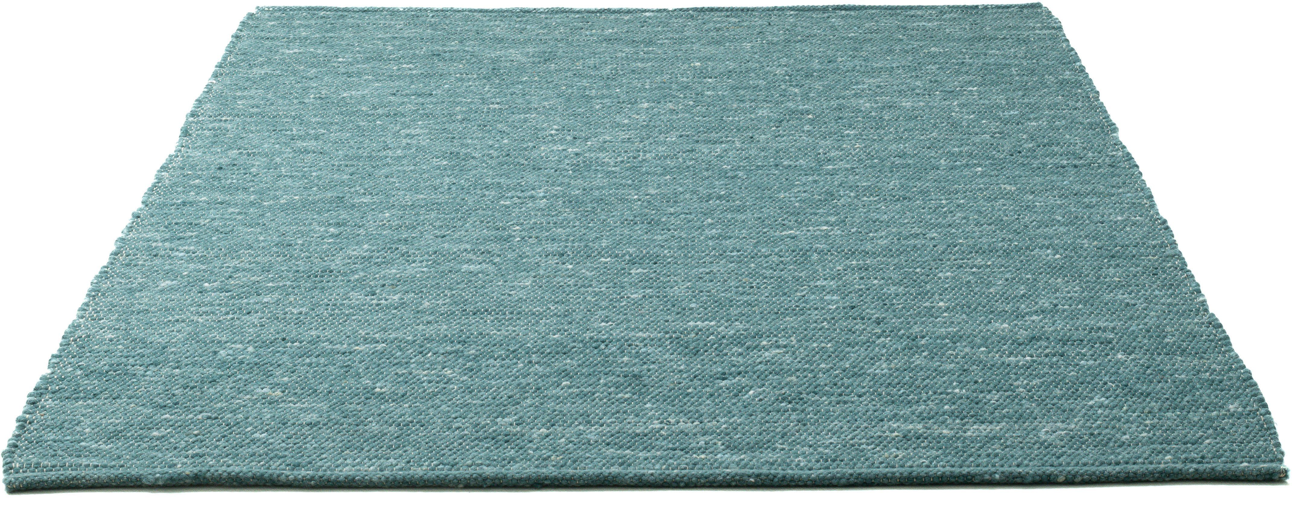 Sansibar Wollen kleed Hörnum Handgeweven tapijt, gemêleerd, 100% gekamde wol, handgeweven wollen vloerkleden maat 70 cm x 140 cm x 12 mm groen