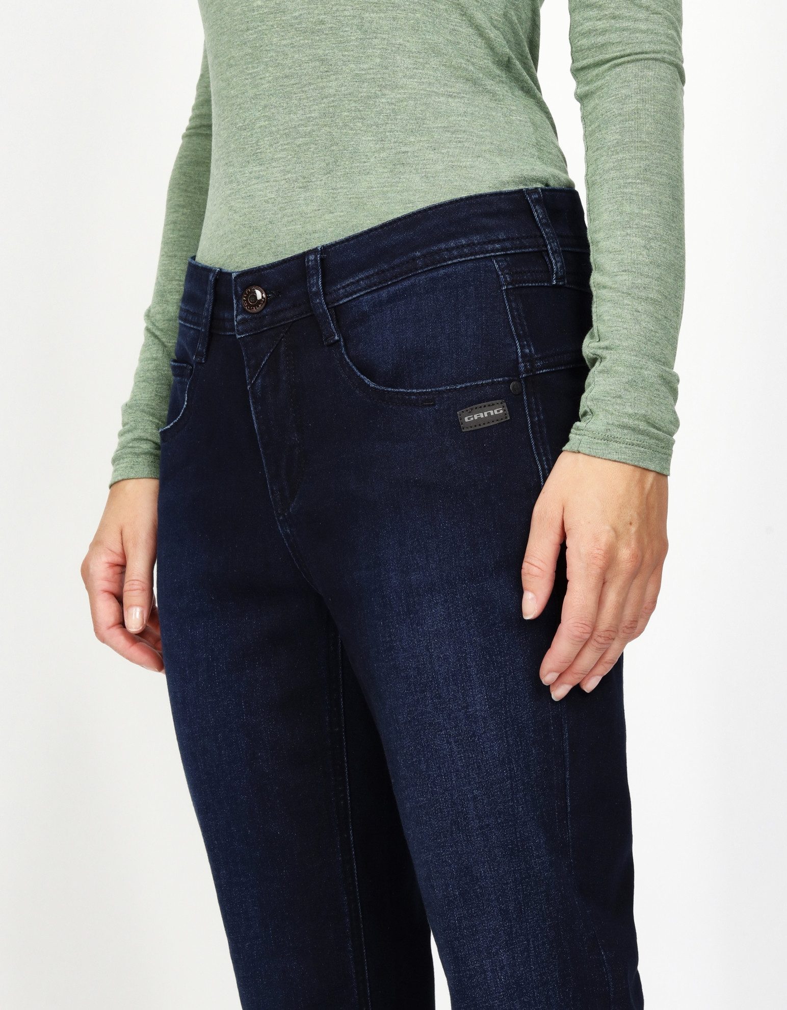 GANG 5-pocket jeans 94AMELIE van sweatdenim met schuine diep zittende achterzakken