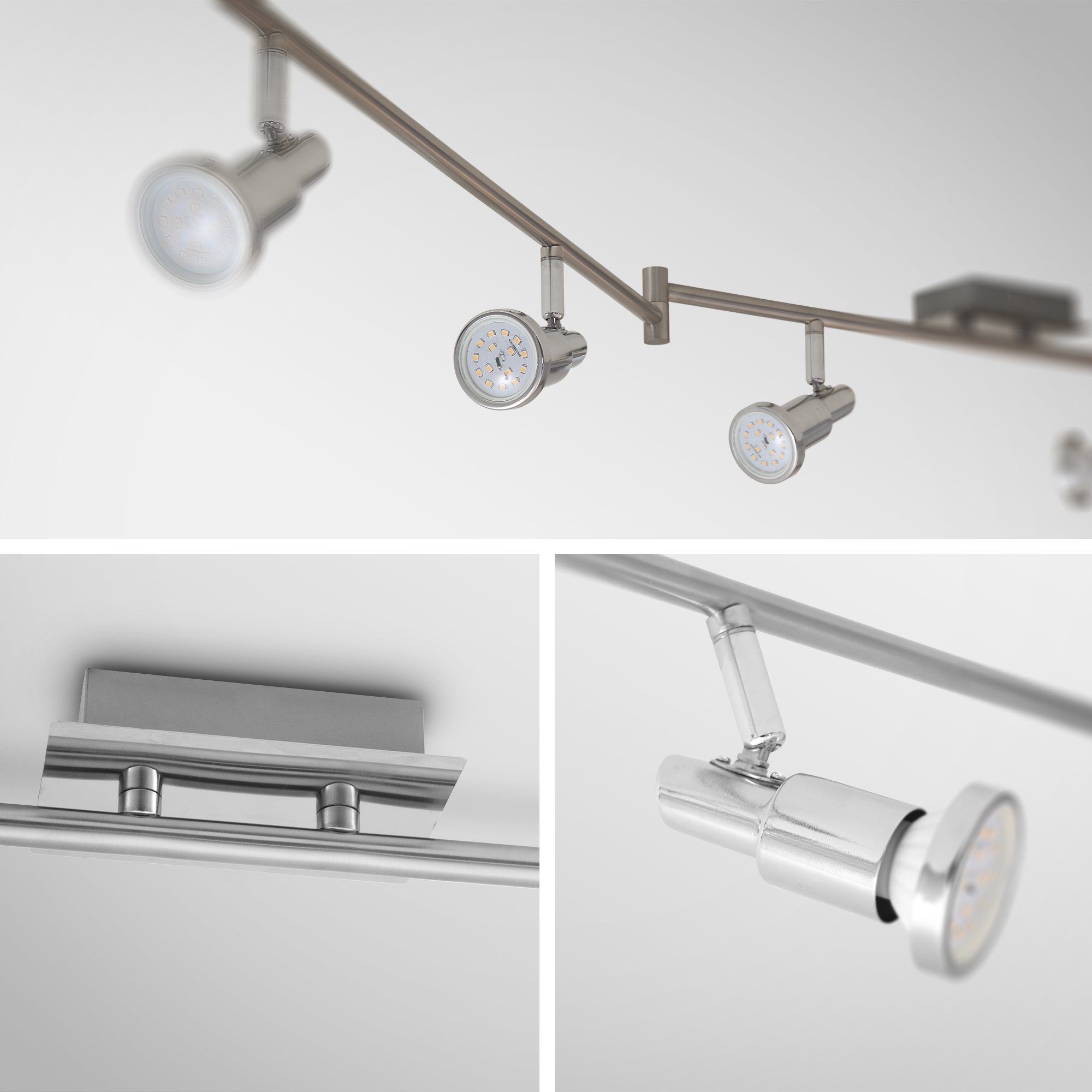 B.K.Licht Ledplafondspots Plafondlamp, draaibaar, kantelbaar, chroomkleurige spots inclusief 5W 400lm