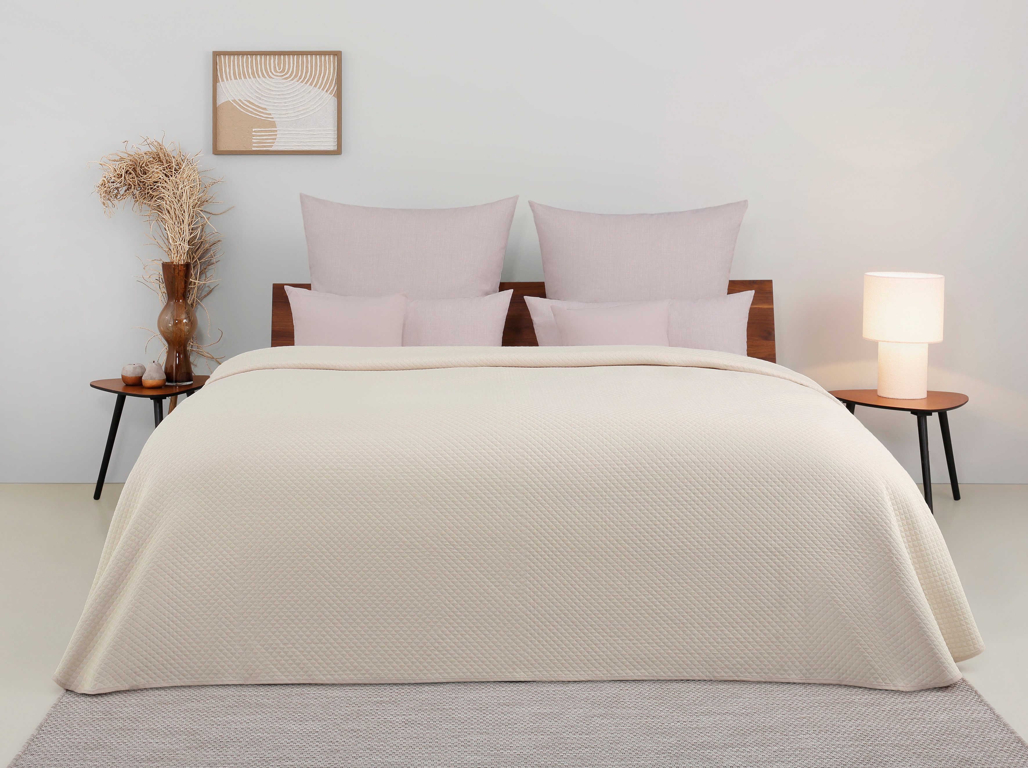 my home Sprei Annika gestikte sprei, van 50% gerecycled katoen spreien maat 250 cm x 240 cm beige